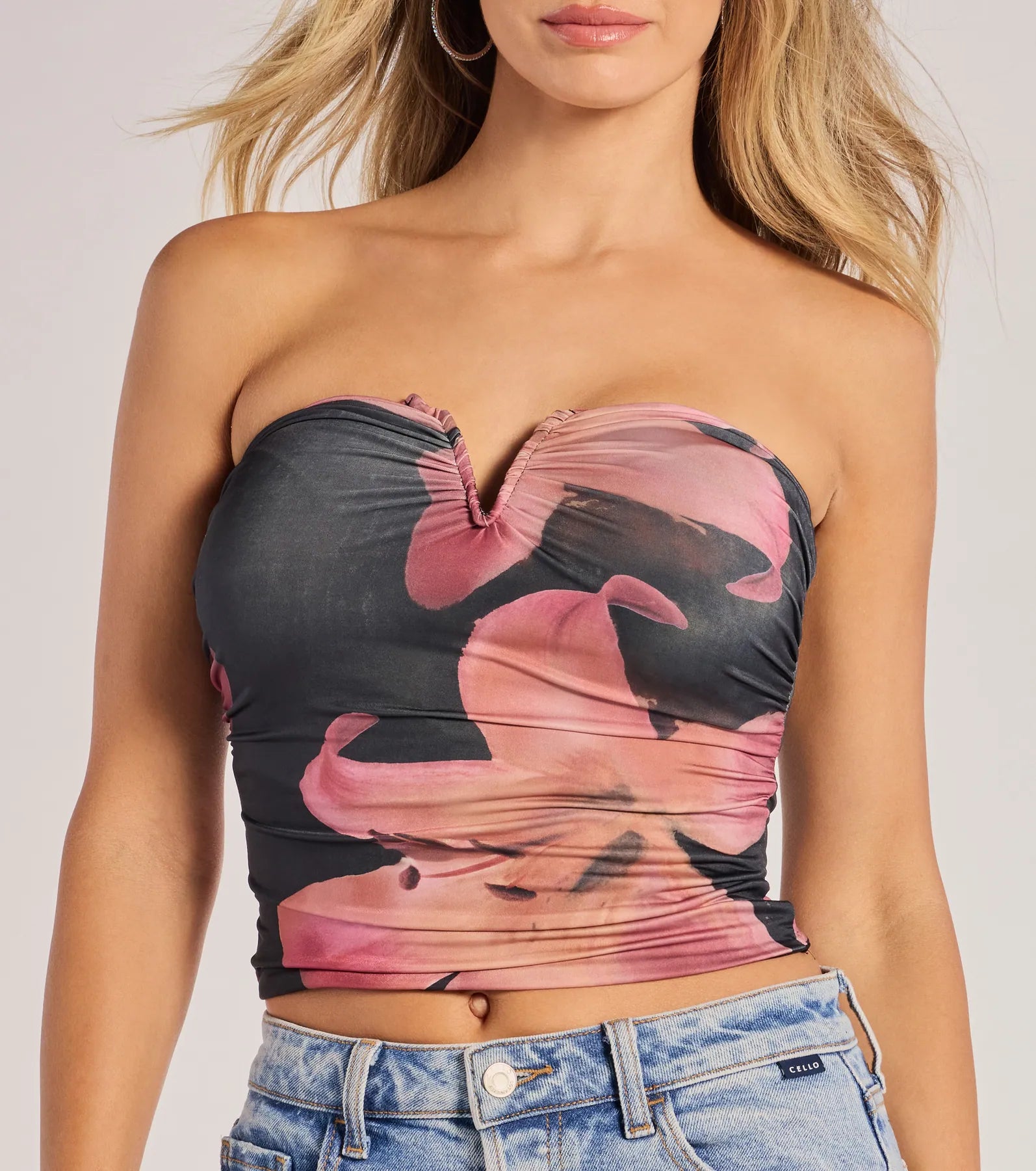 Premium Floral Print Strapless Crop Top - Ultimate Summer Style