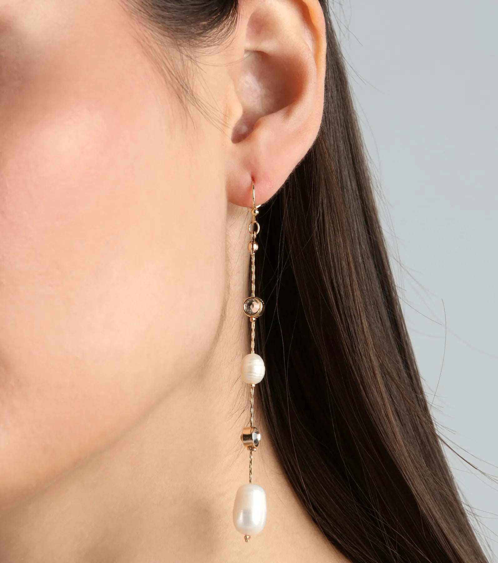 Elegant Rhinestone & Faux Pearl Drop Earrings – Premium Dangle Style