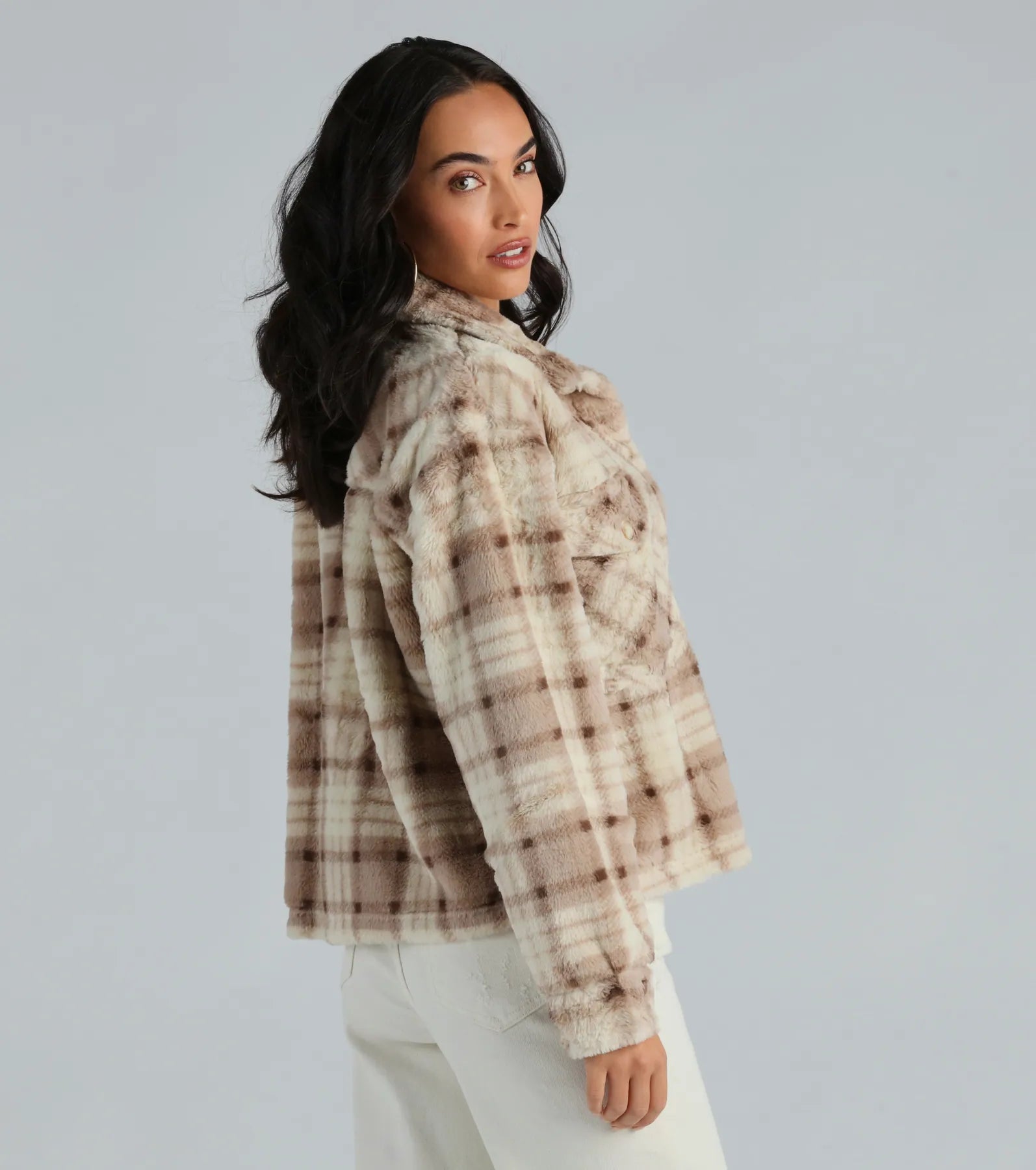 Ultimate Cozy Days Faux Fur Plaid Shacket - Premium Winter Wear