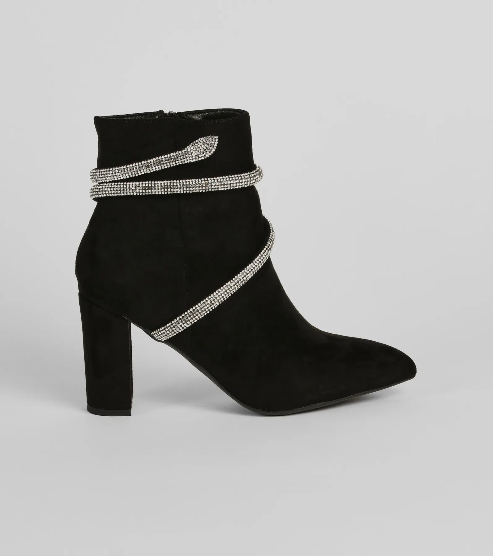 Ultimate Glam Faux Suede Rhinestone Booties - Premium Style