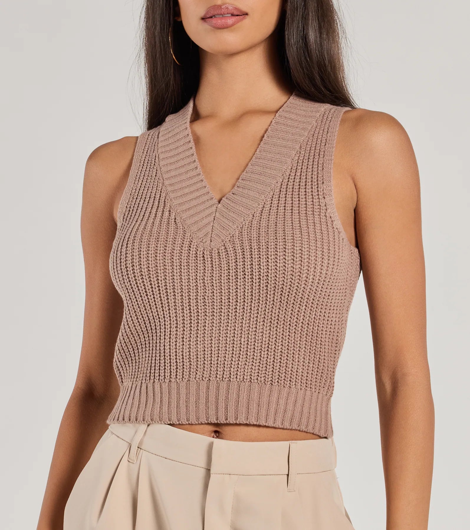 Ultimate Preppy V-Neck Cropped Sweater Vest