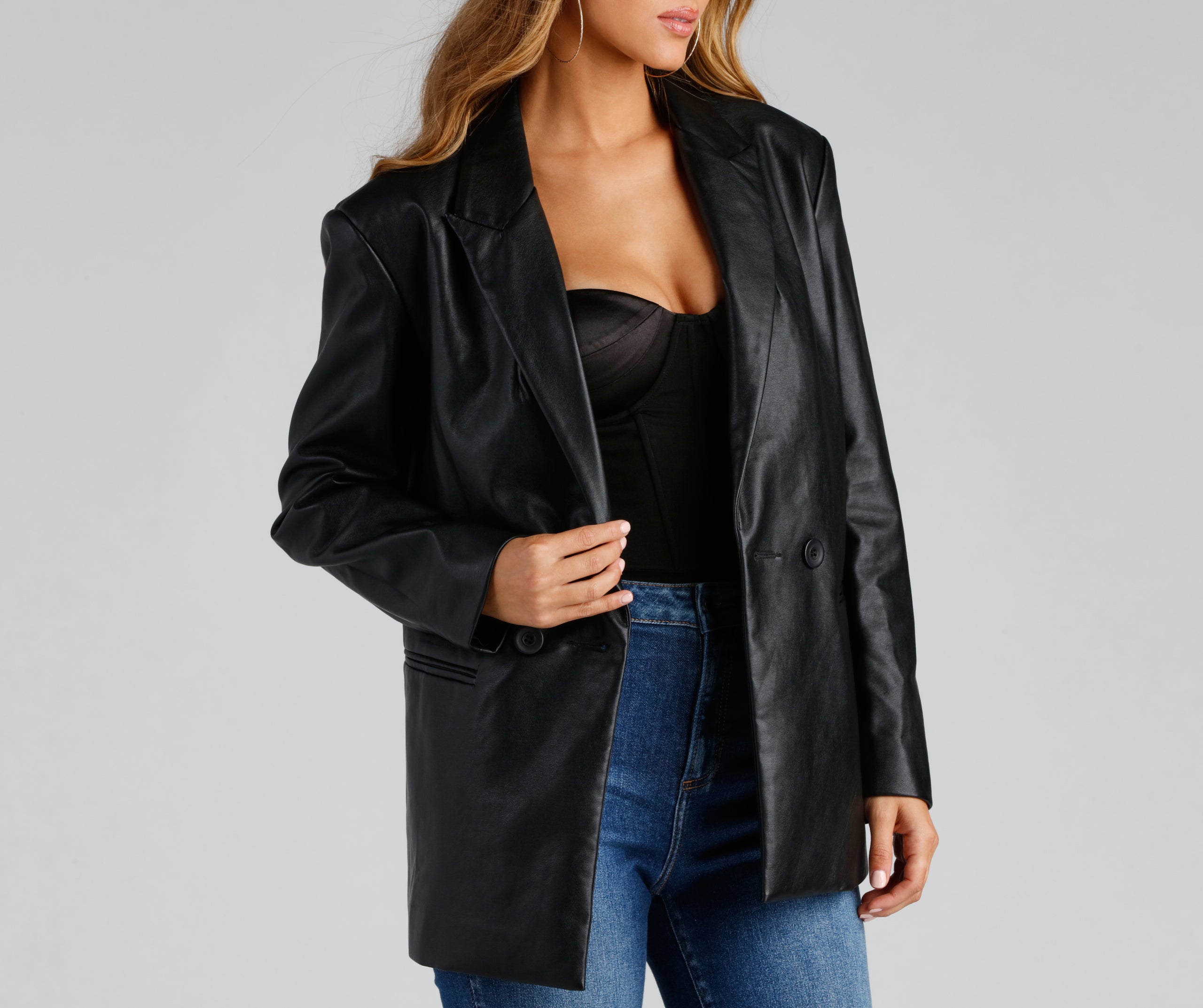 Premium Oversized Faux Leather Blazer - Ultimate Style Upgrade