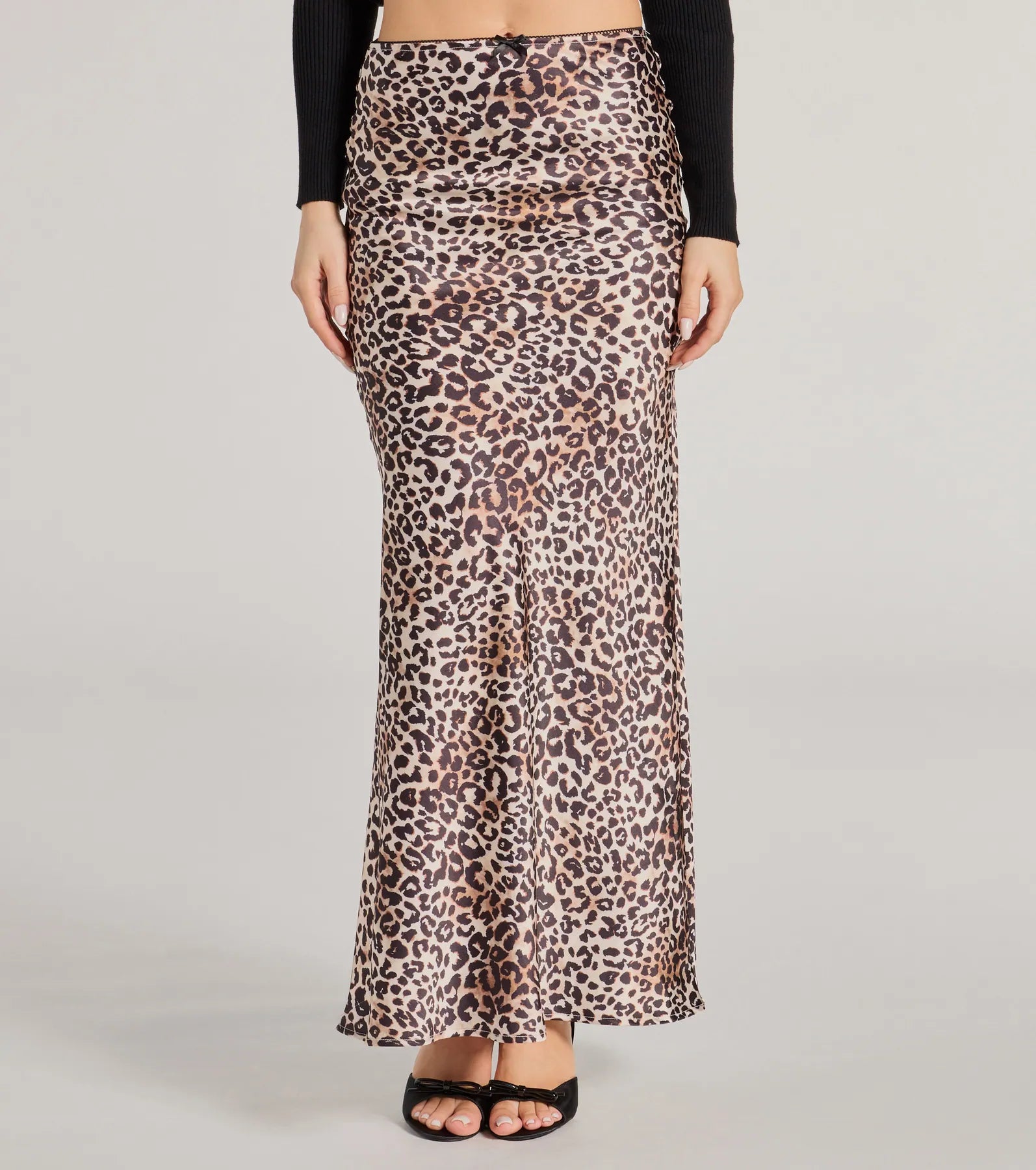 Ultimate It-Girl Leopard Print Satin Maxi Skirt