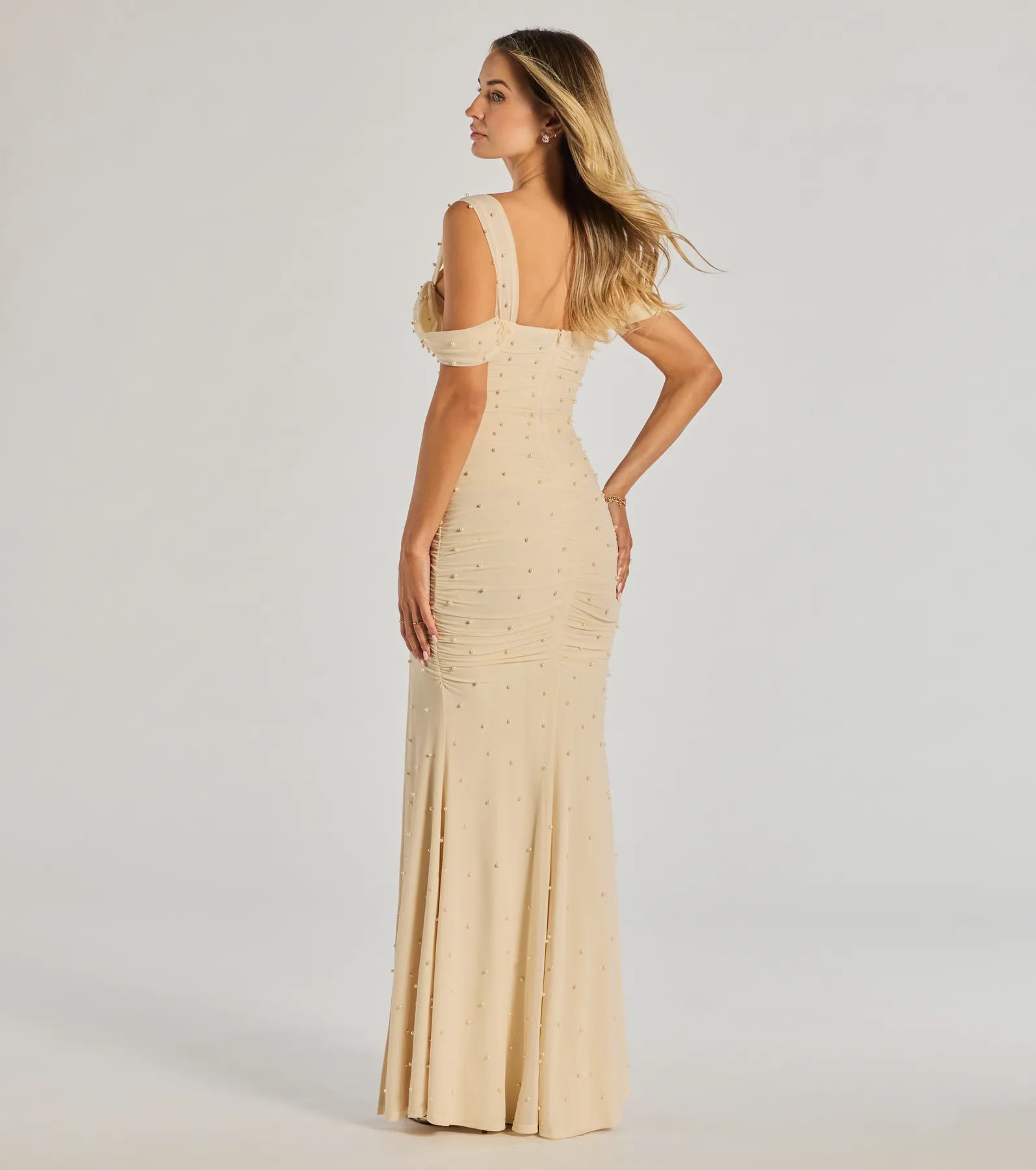 Ultimate Glamour Off-The-Shoulder Pearl Mermaid Gown