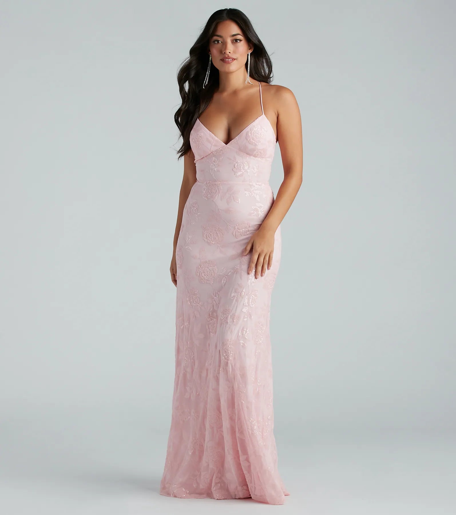 Ultimate Kleo Premium Sequin Rose Lace-Up Mermaid Dress