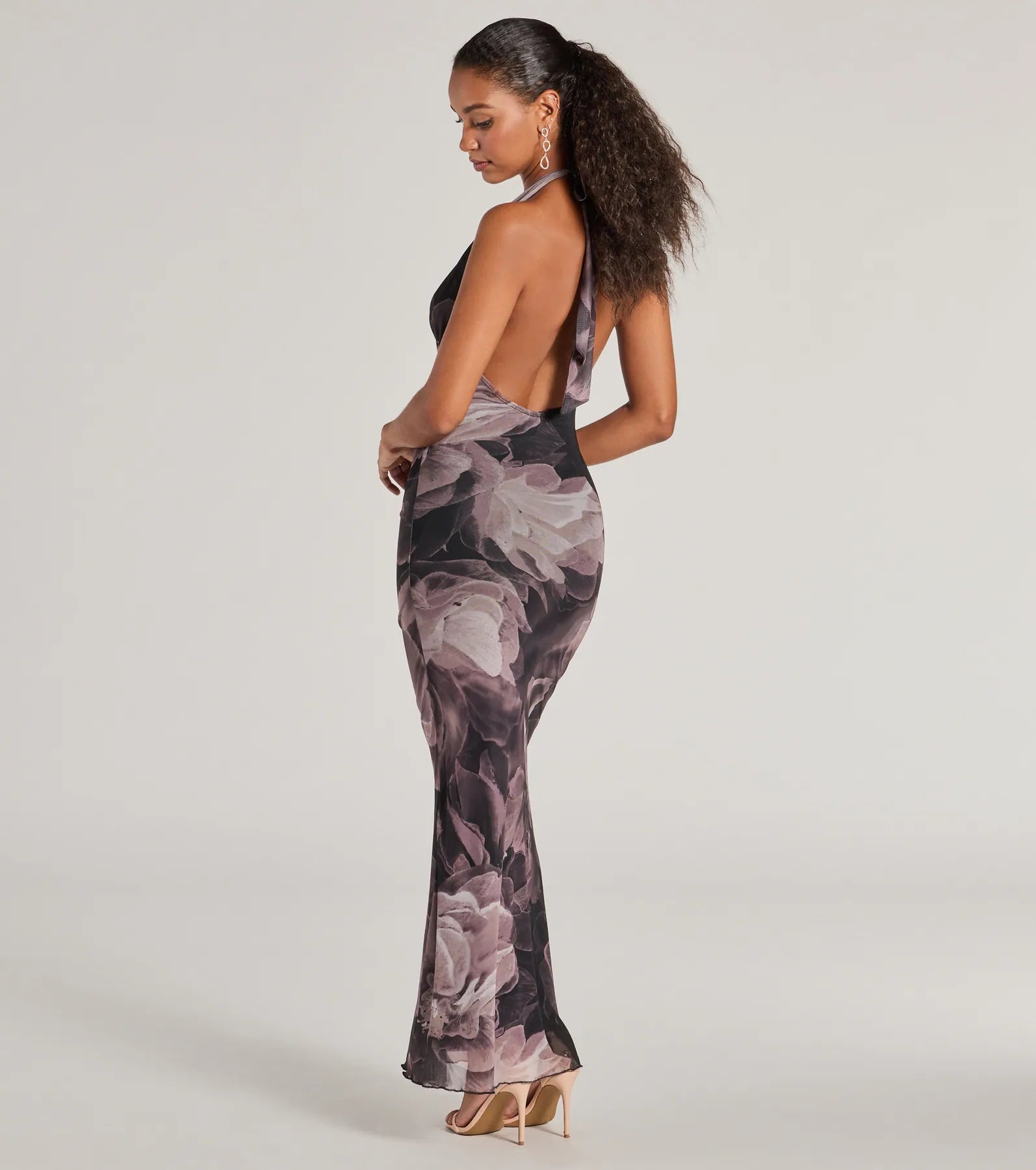 Ultimate Drama Abstract Floral Mesh Maxi Dress