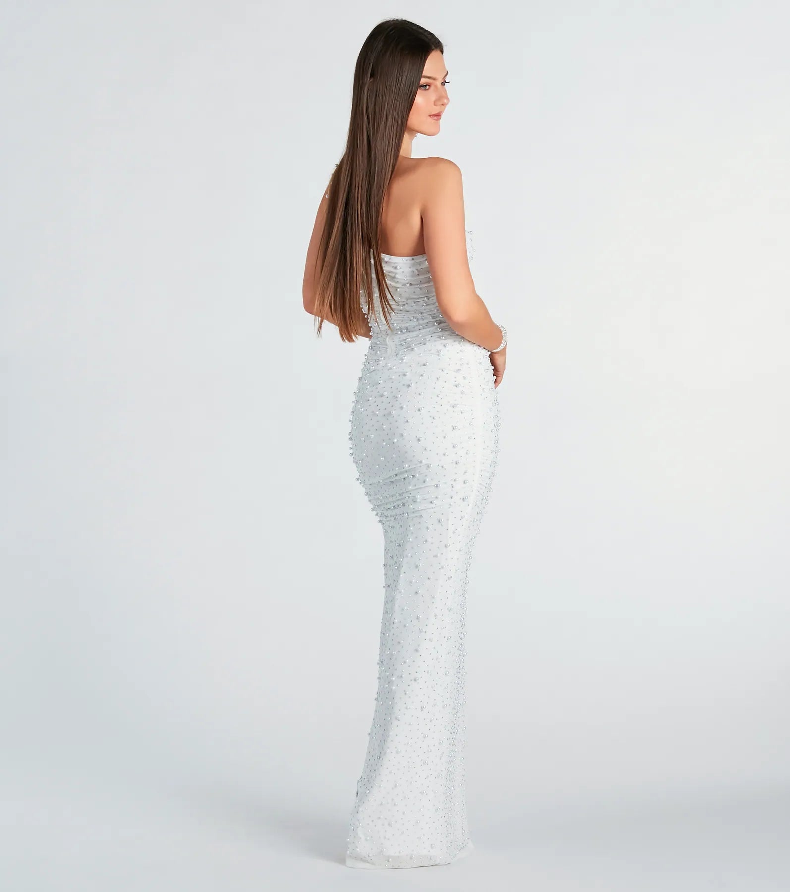 Premium Mishka Faux Pearl Mermaid Evening Gown