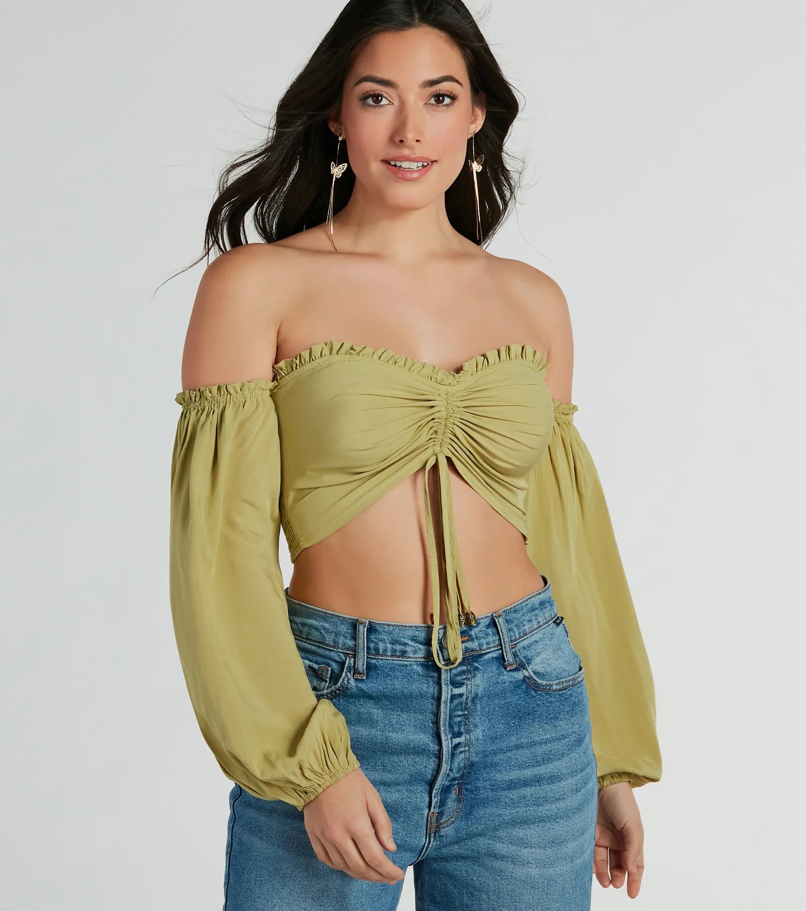 Premium Alluring Daydream Off-The-Shoulder Crop Top - Ultimate Summer Style