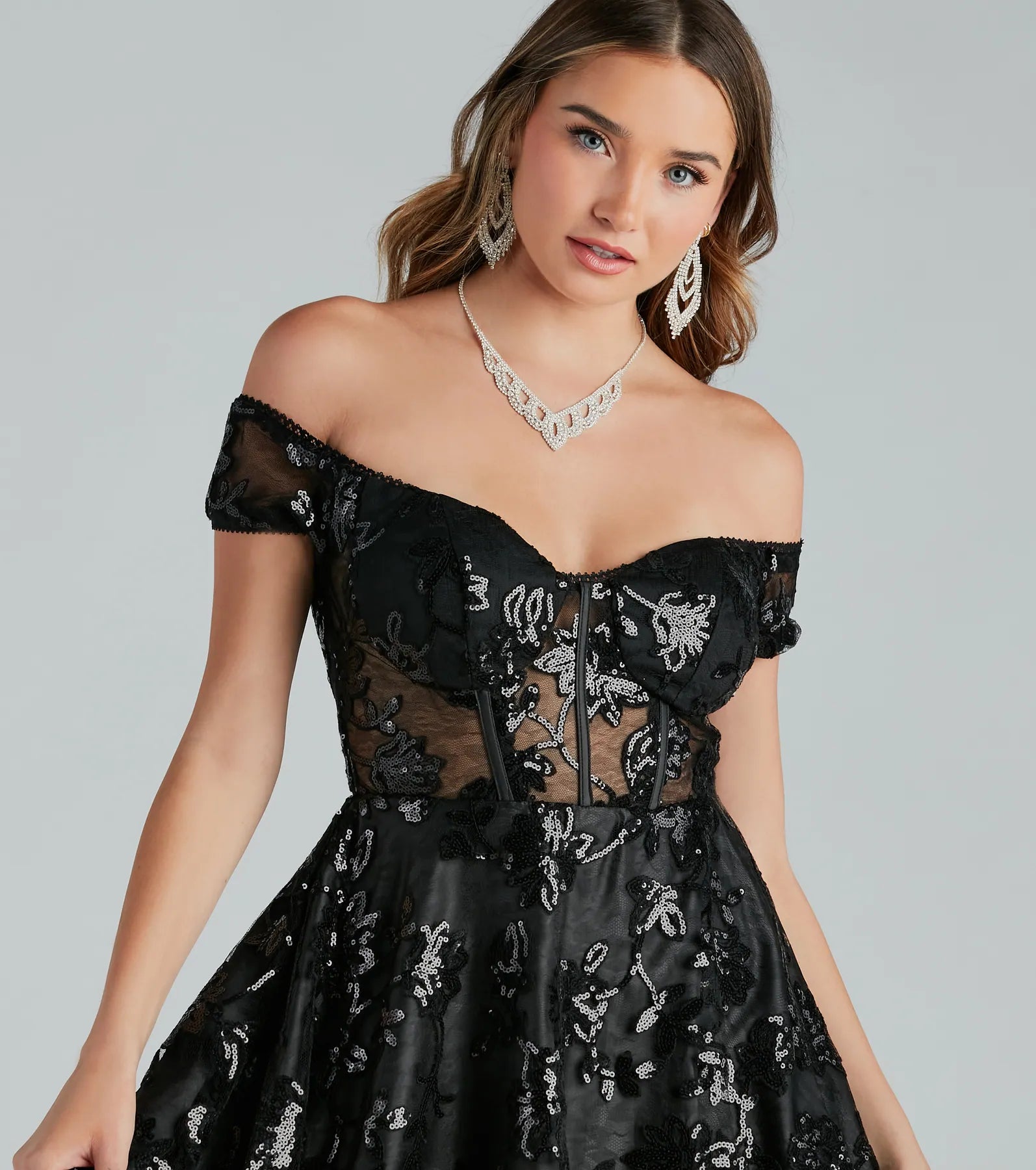 Anita Premium Sequin Mesh Corset Party Dress