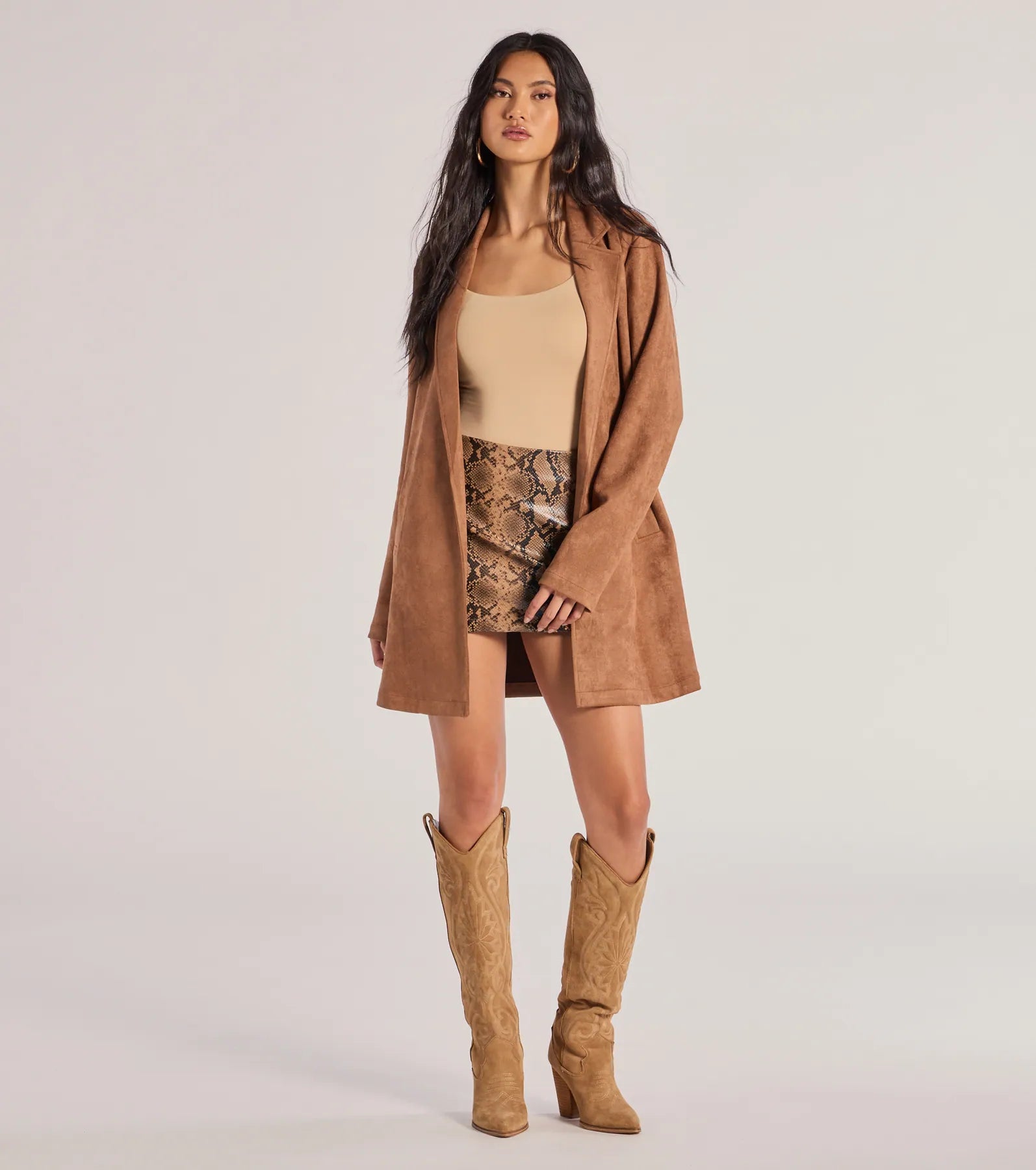 Premium Faux Suede Long Blazer - Ultimate Style Upgrade
