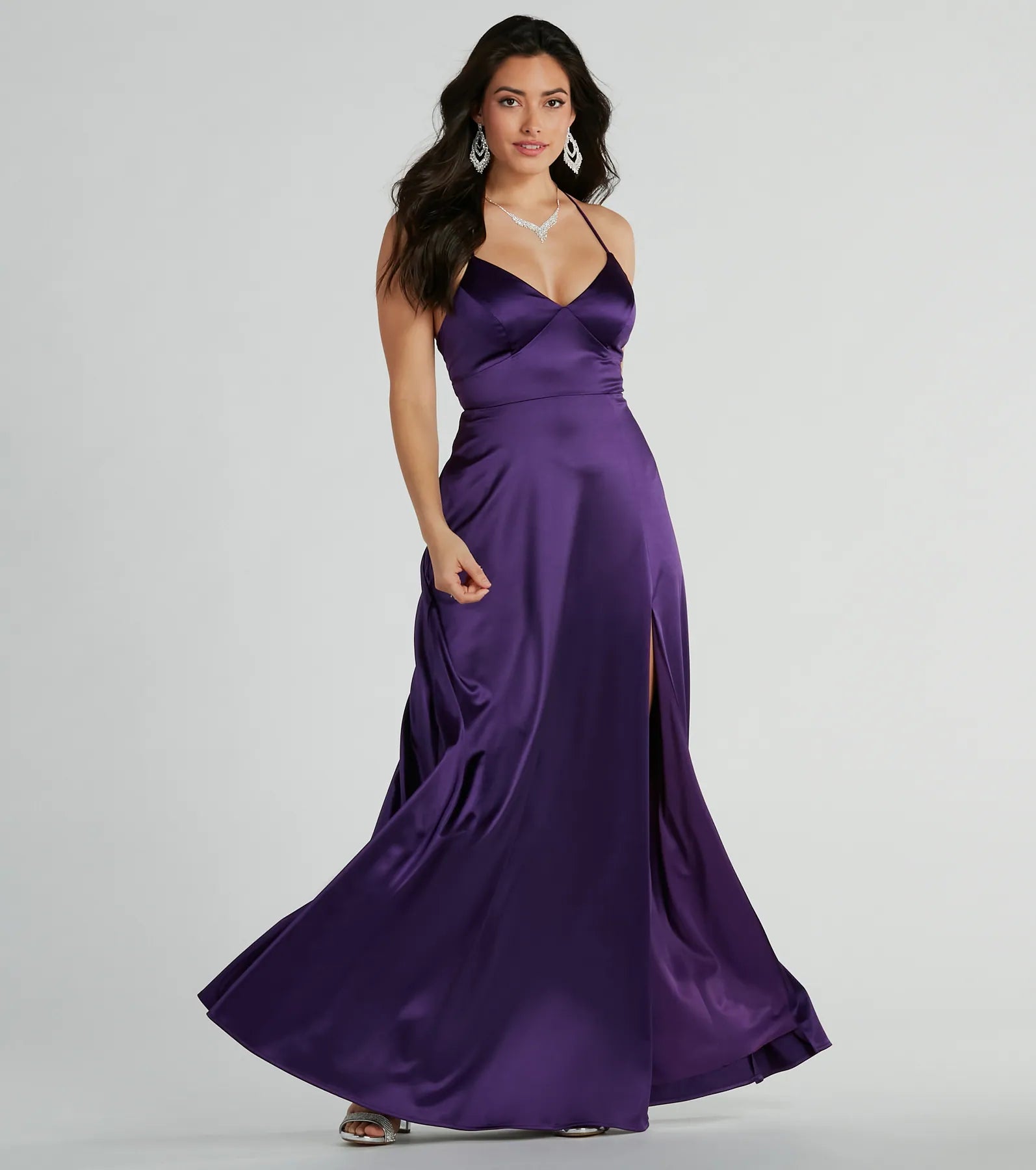 Premium Vienna Lace-Up Satin A-Line Formal Dress for Special Occasions