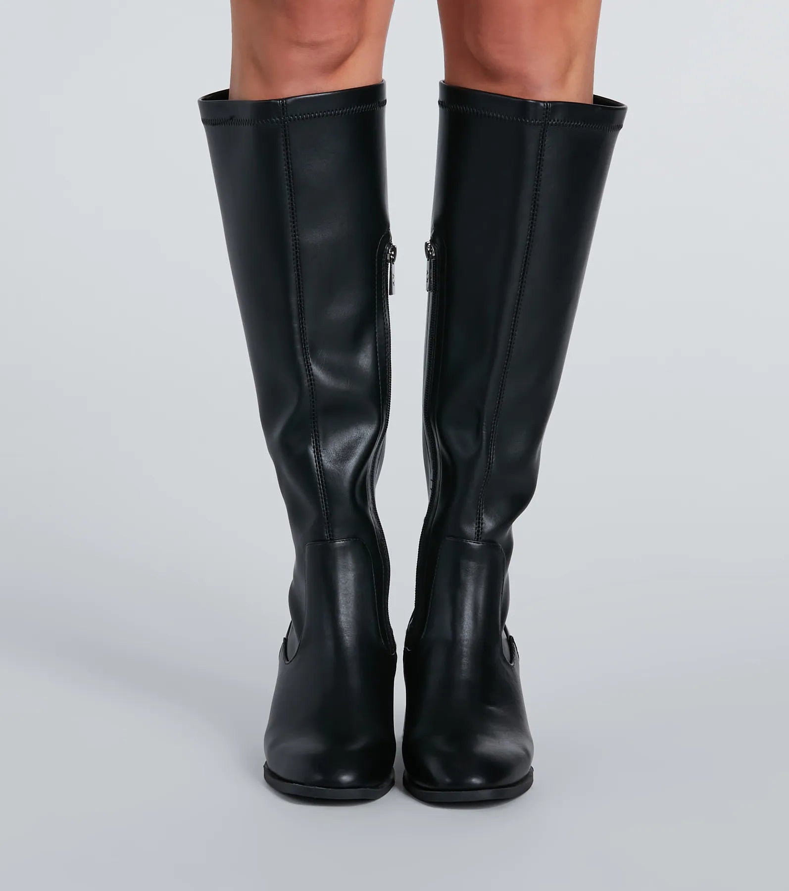 Ultimate Sleek Strut Faux Leather Knee-High Boots - Premium Fit & Style