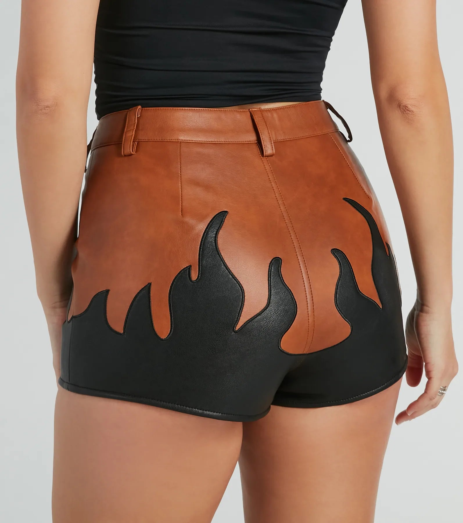 Premium Faux Leather Flame Shorts - Ultimate Style Statement