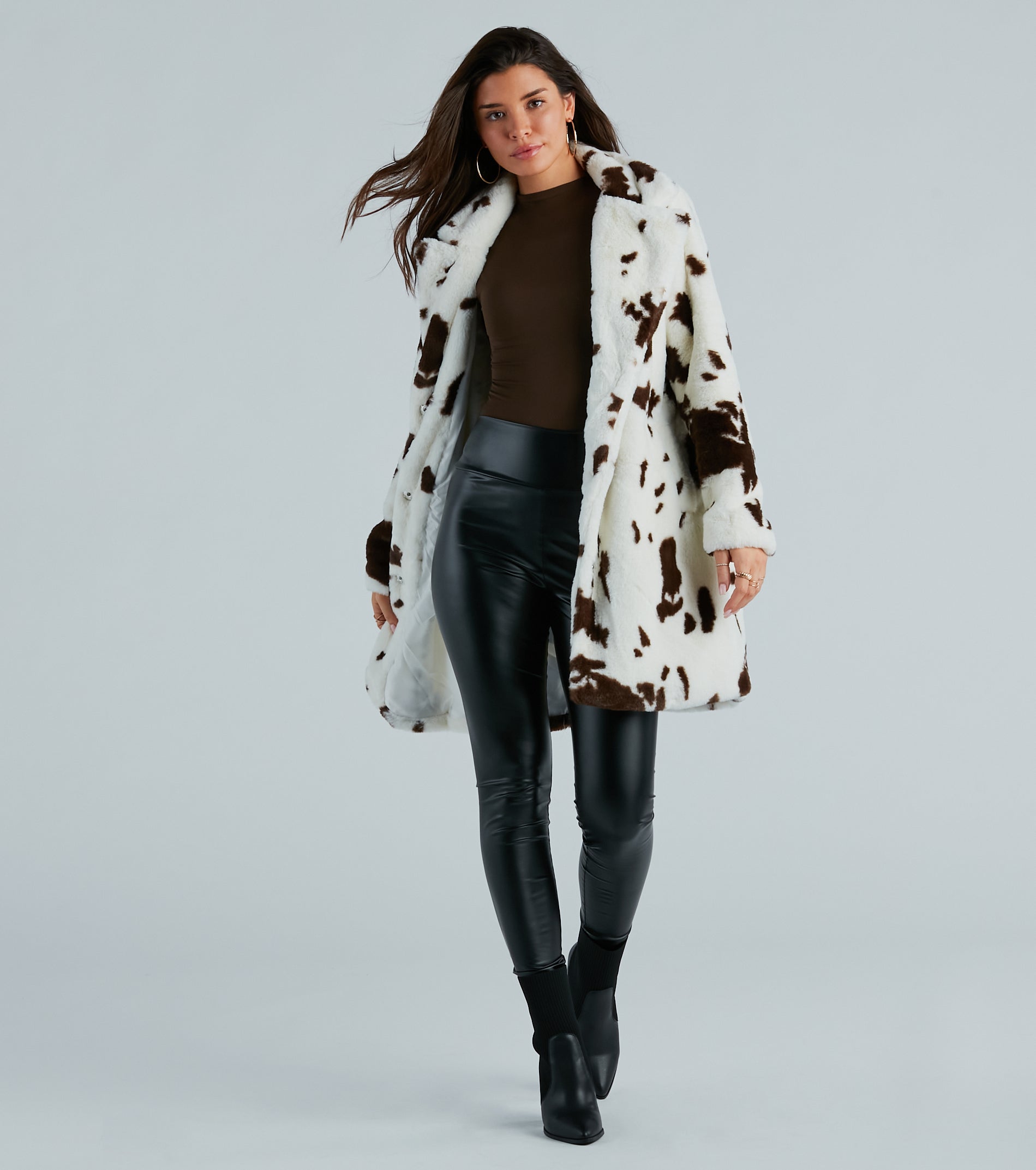 Ultimate Cow Print Faux Fur Coat - Stylish Winter Essential