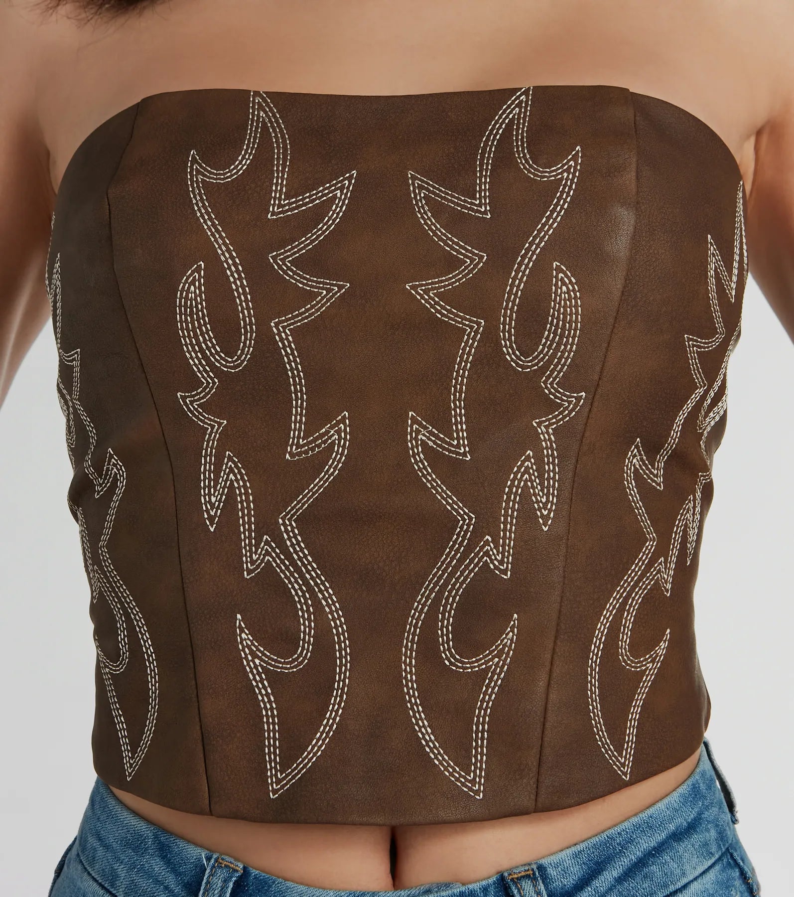 Ultimate Western Faux Leather Corset Top - Cute Country Style