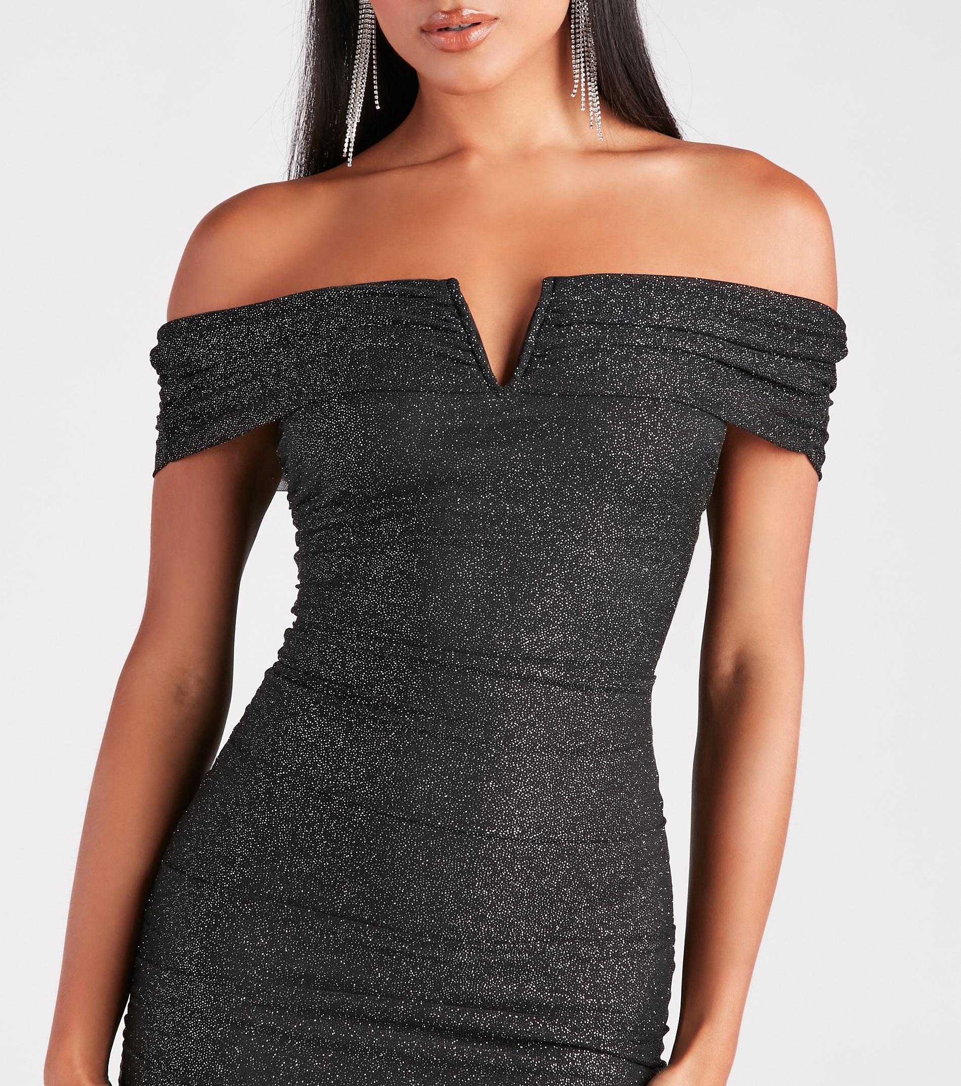 Ultimate City Glam Off-The-Shoulder Sparkle Dress