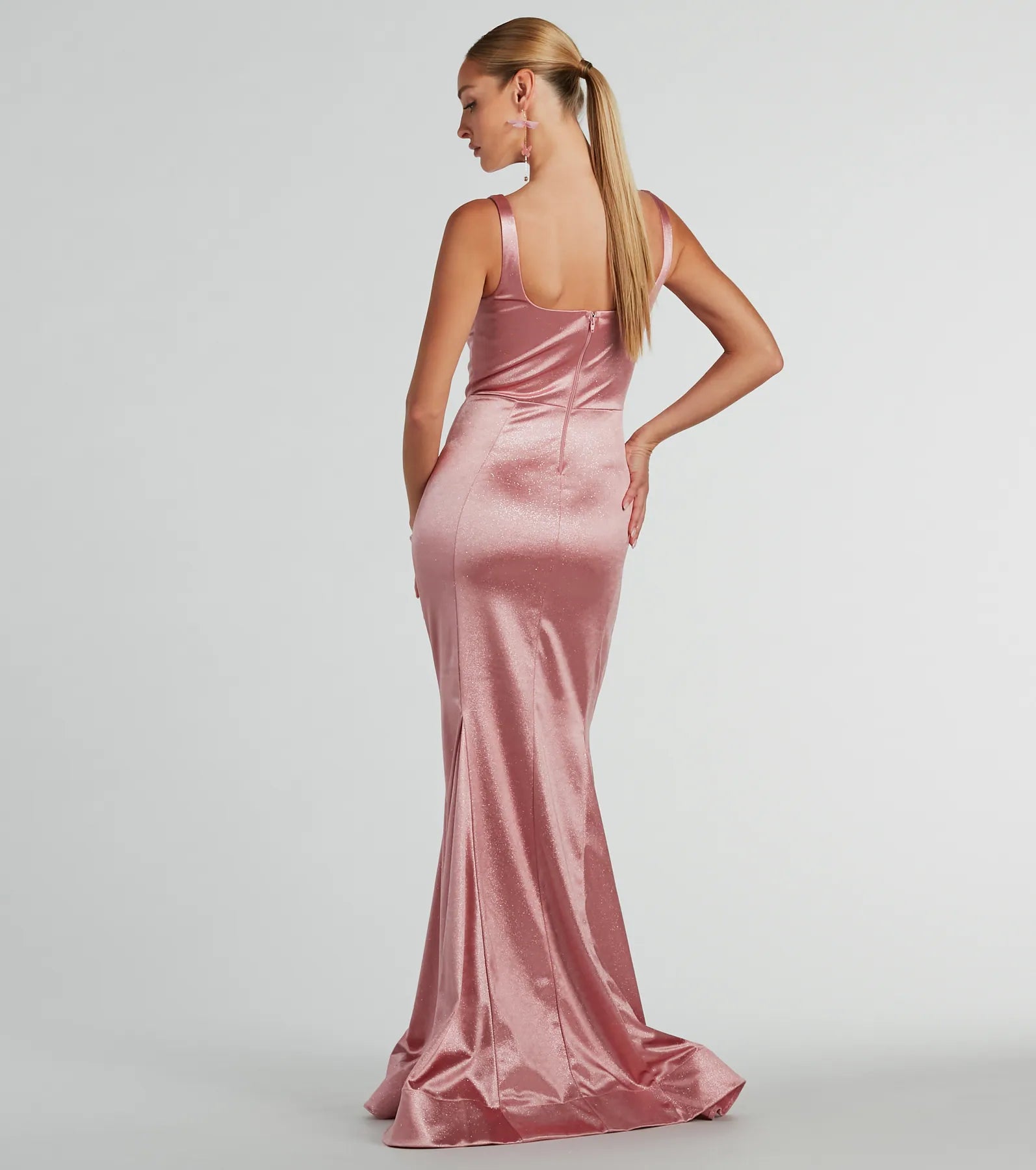 Premium Ria Glitter Satin Mermaid Gown - Ultimate Formal Elegance