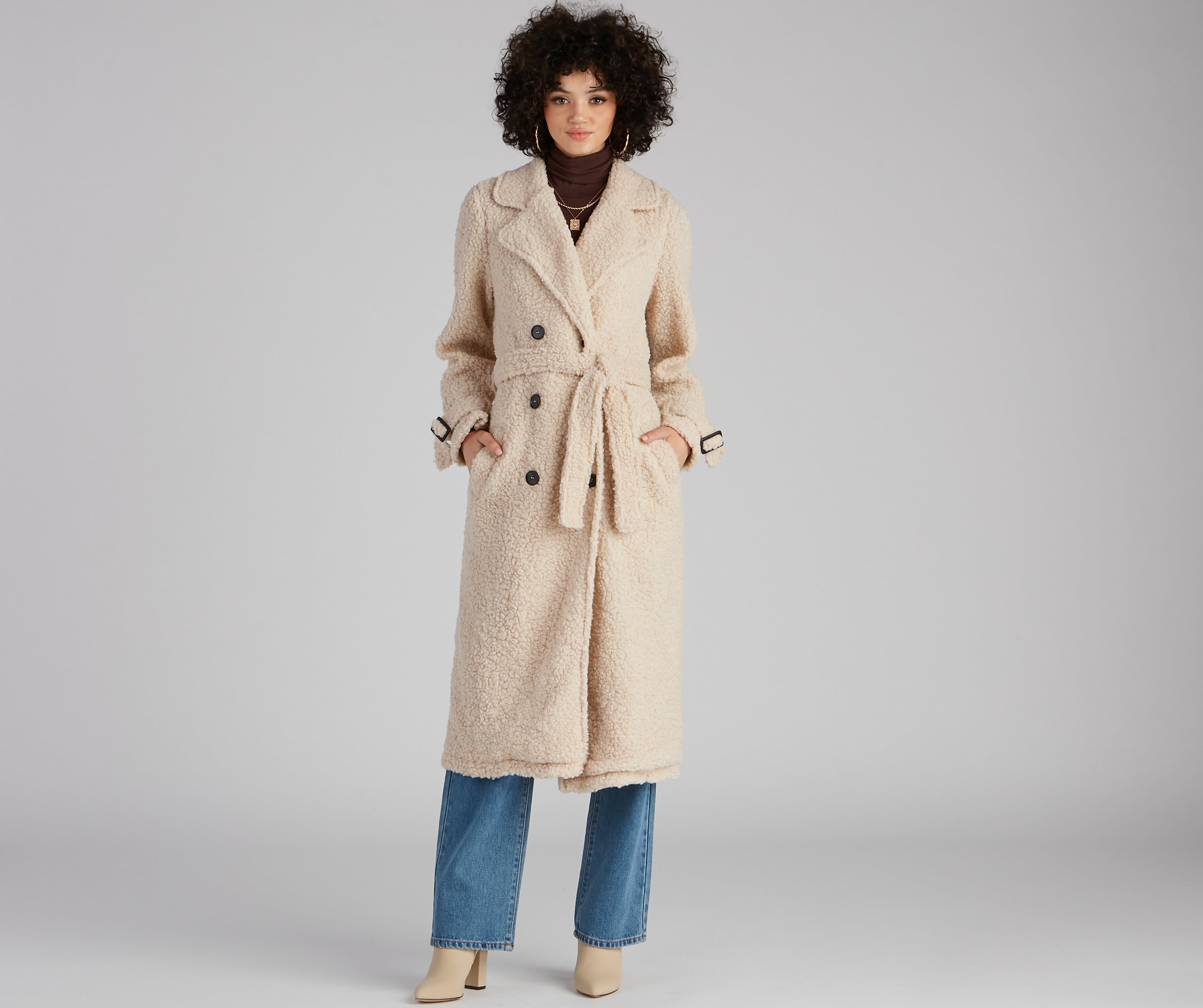 Ultimate Locking Knit Sherpa Trench Coat - Premium Long Fit