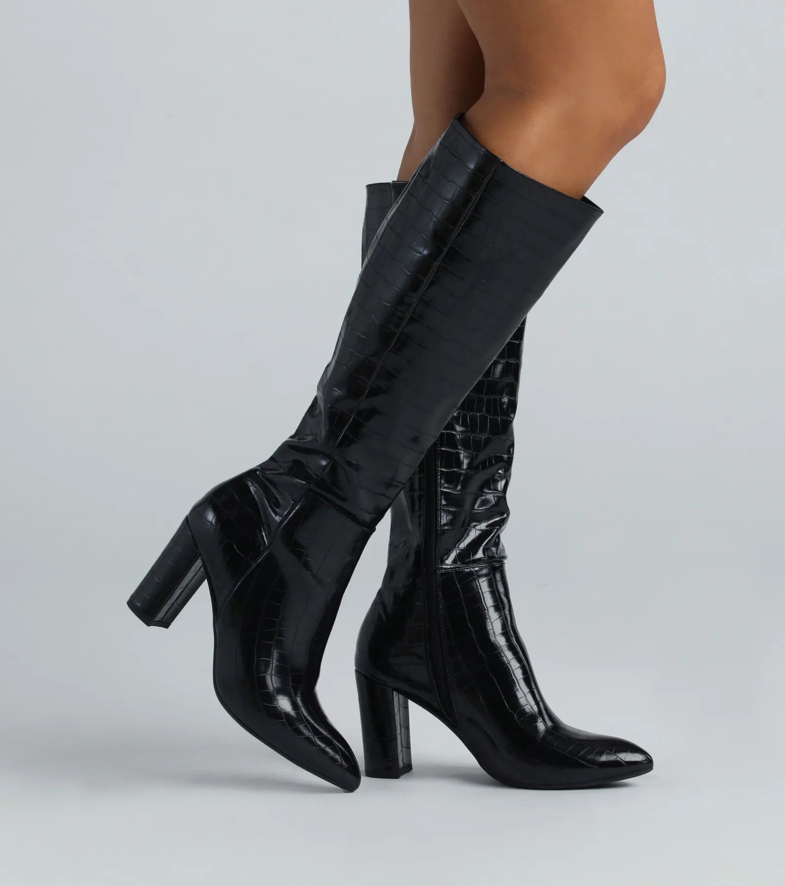 Premium Faux Leather Under-Knee Boots - Ultimate Style Statement