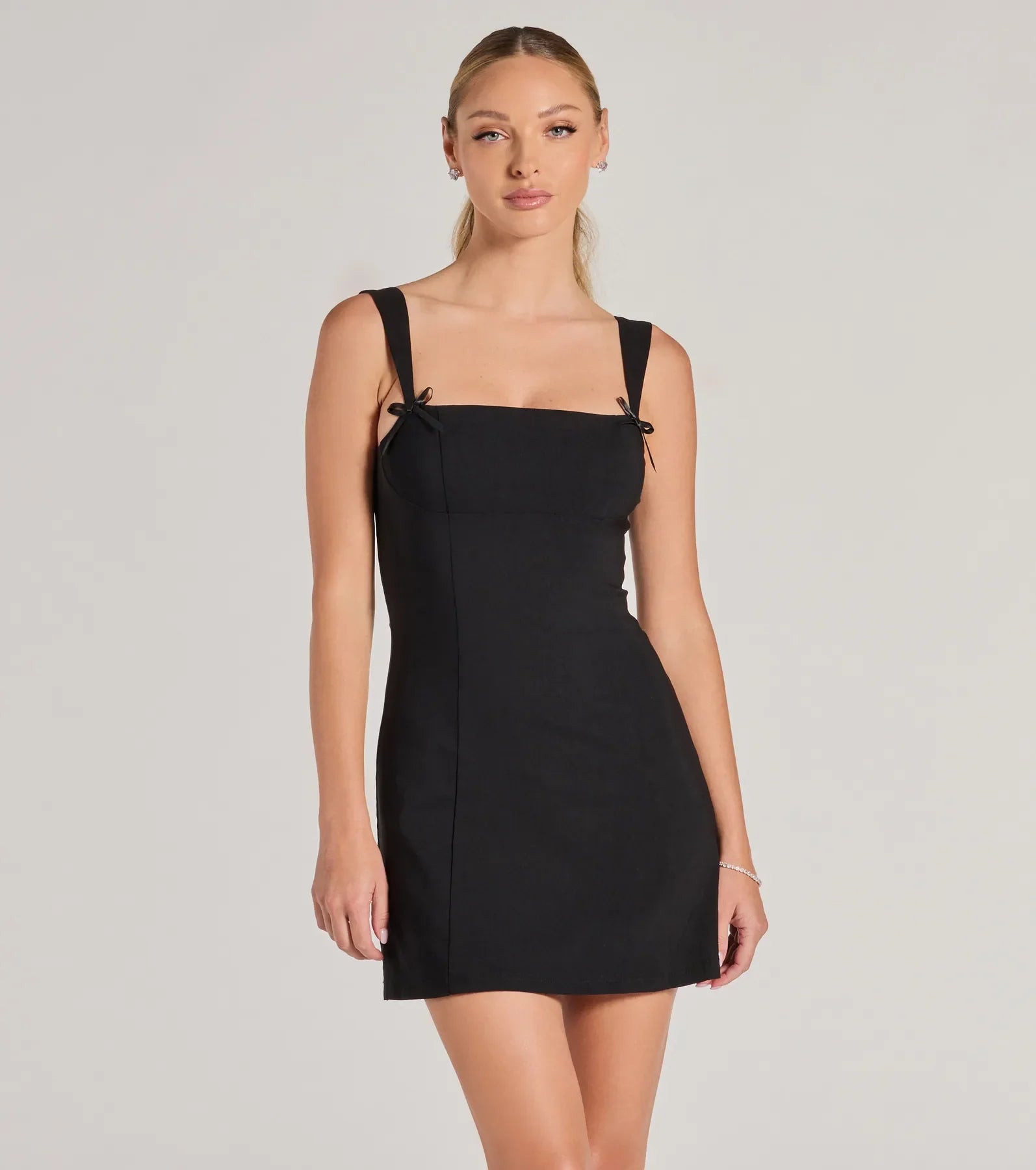 Ultimate Chic Bow Trim Mini Dress - Effortless Elegance