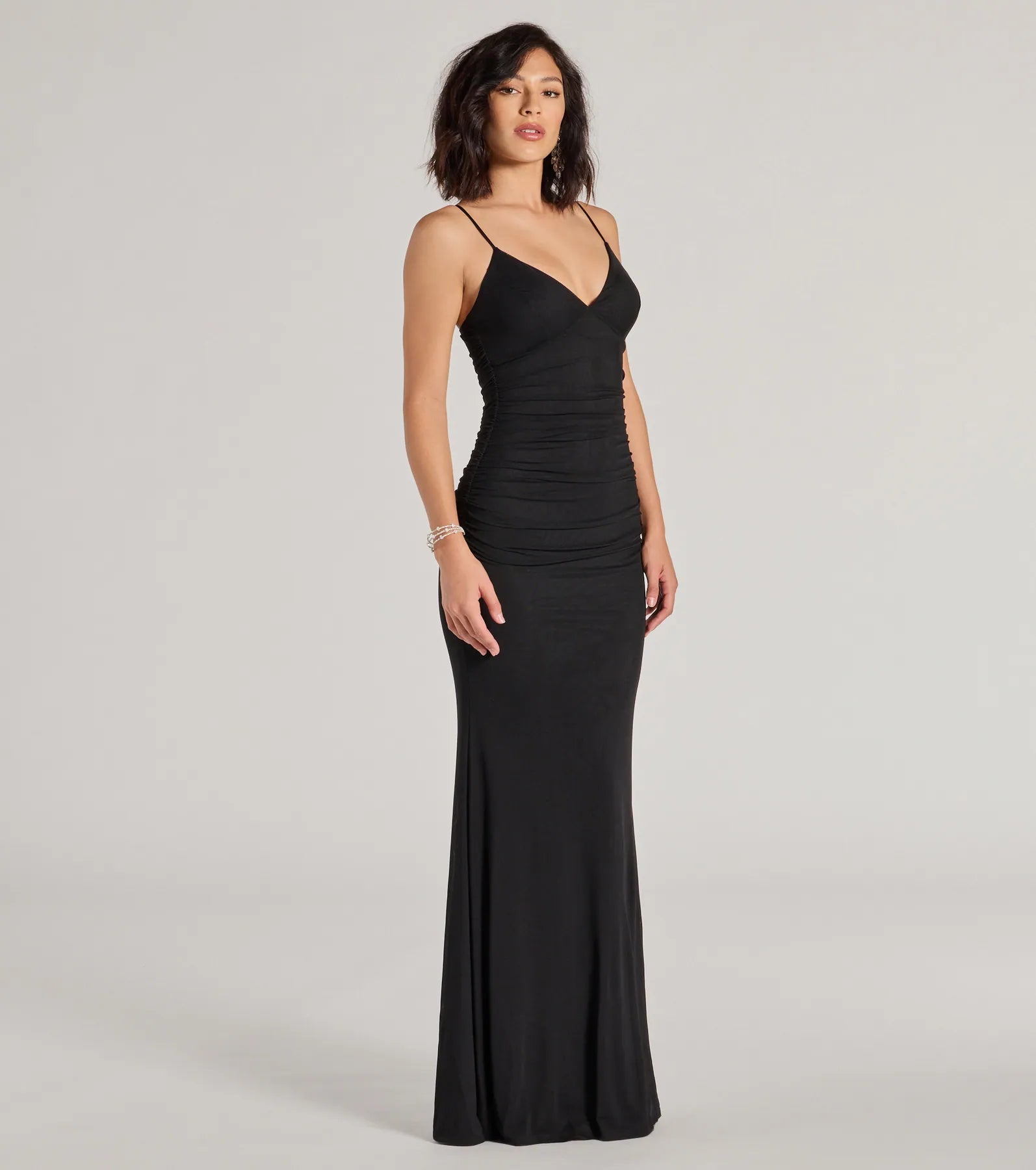 Premium Kay Sleeveless V-Neck Mermaid Mesh Formal Dress - Ultimate Elegance