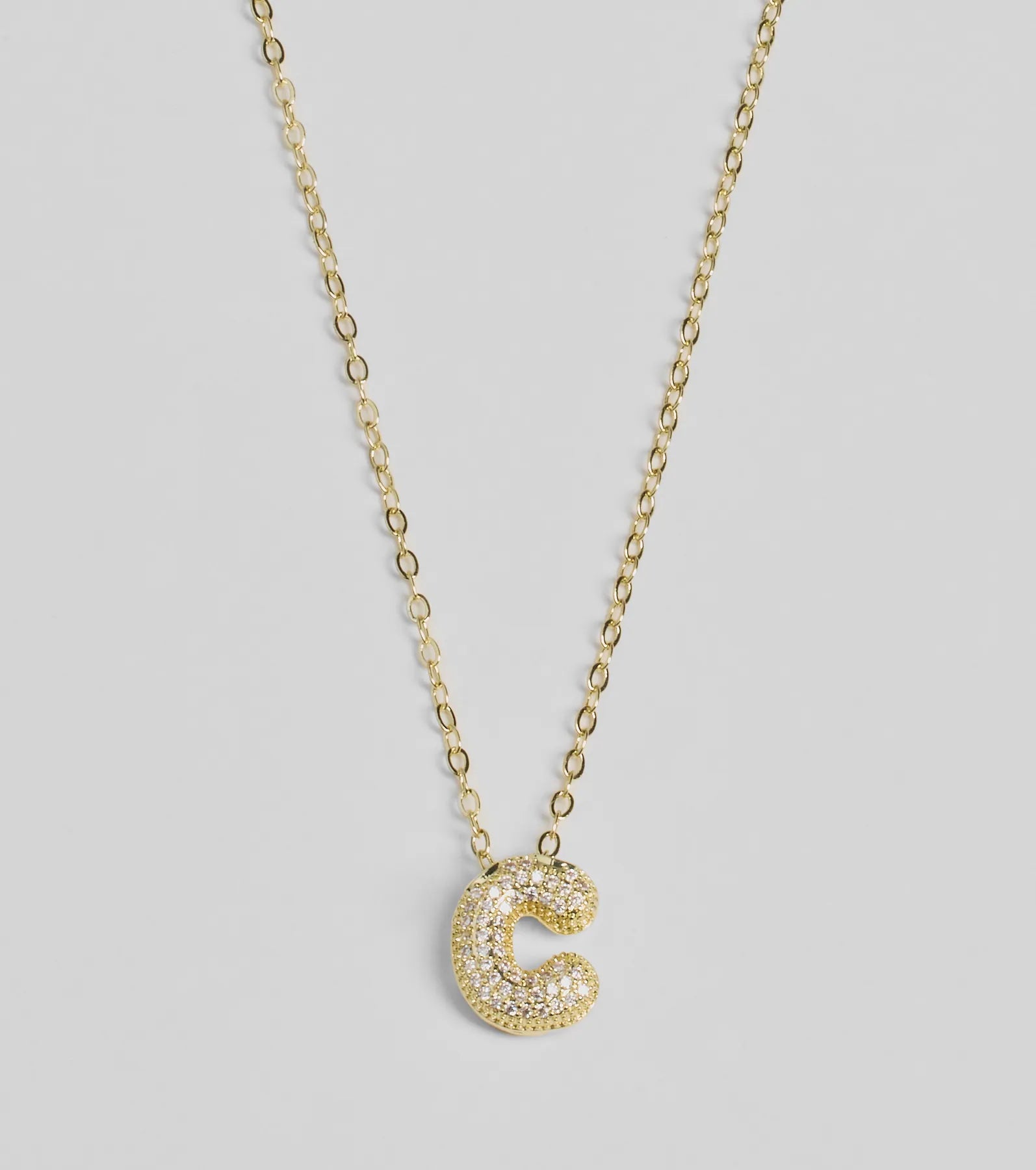 Premium Rhinestone Monogram Necklace with Bubble Letter Design