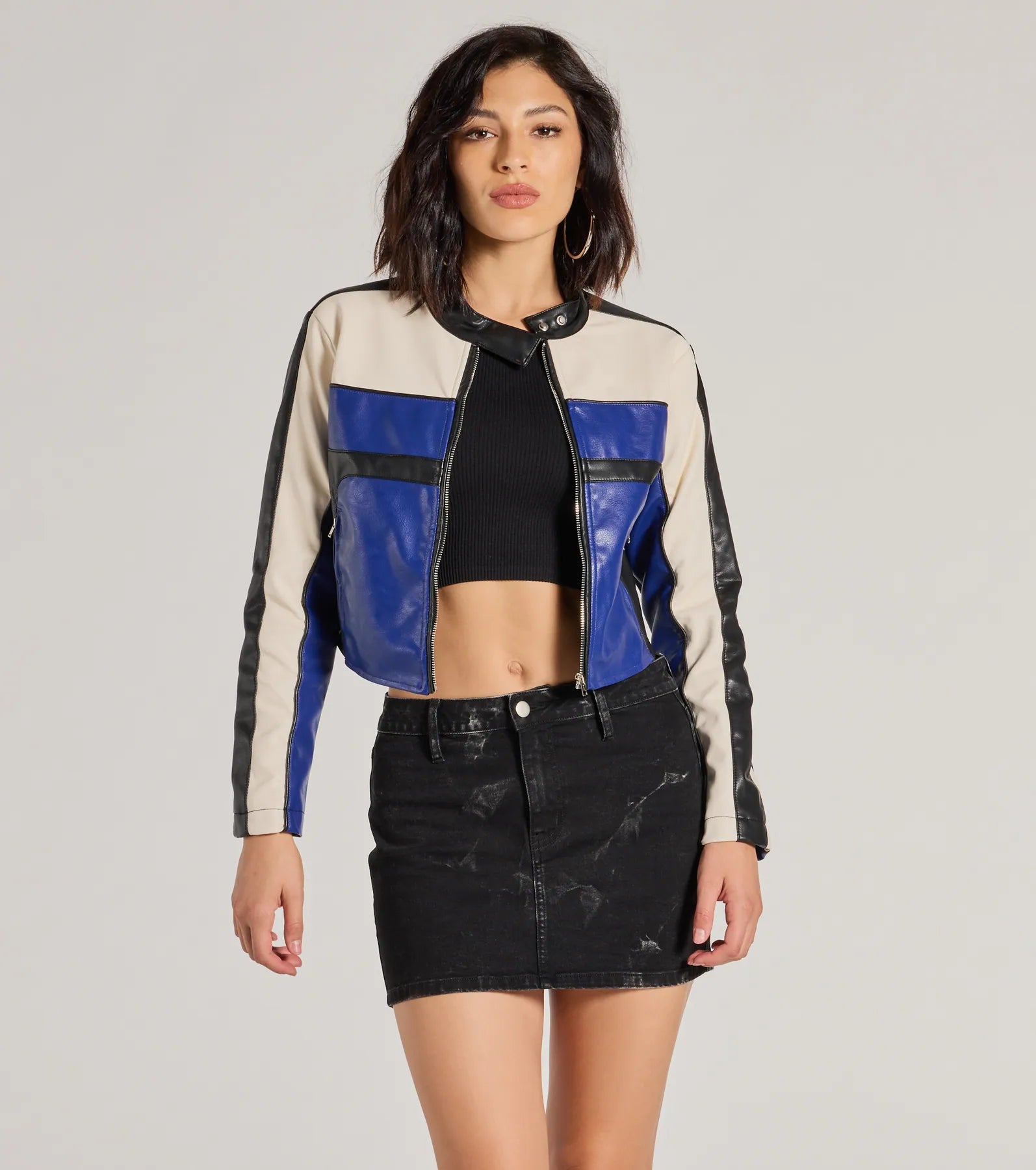 Premium Faux Leather Moto Crop Jacket - Ride in Style