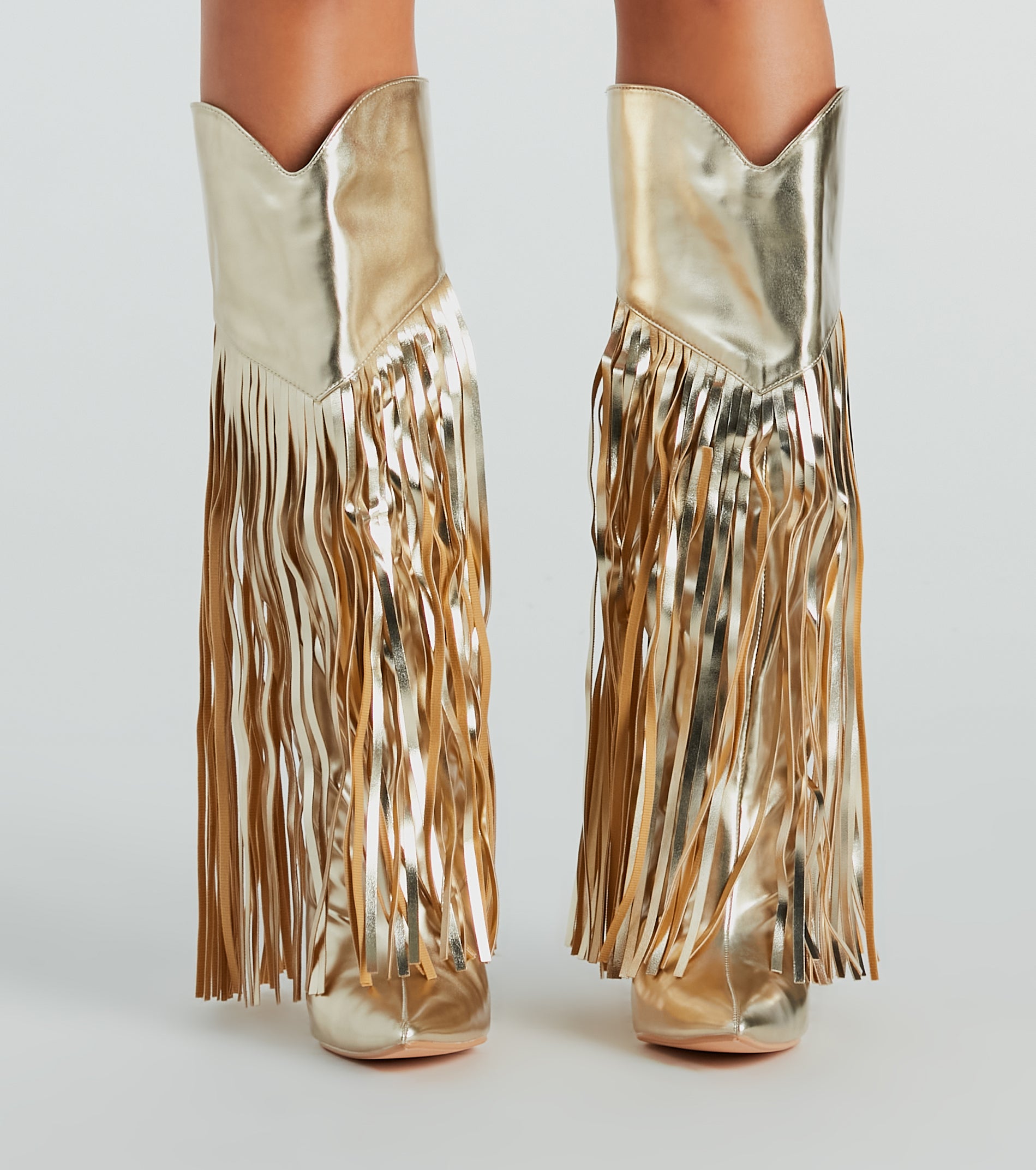 Ultimate Faux Leather Metallic Fringe Boots - Shake & Shine