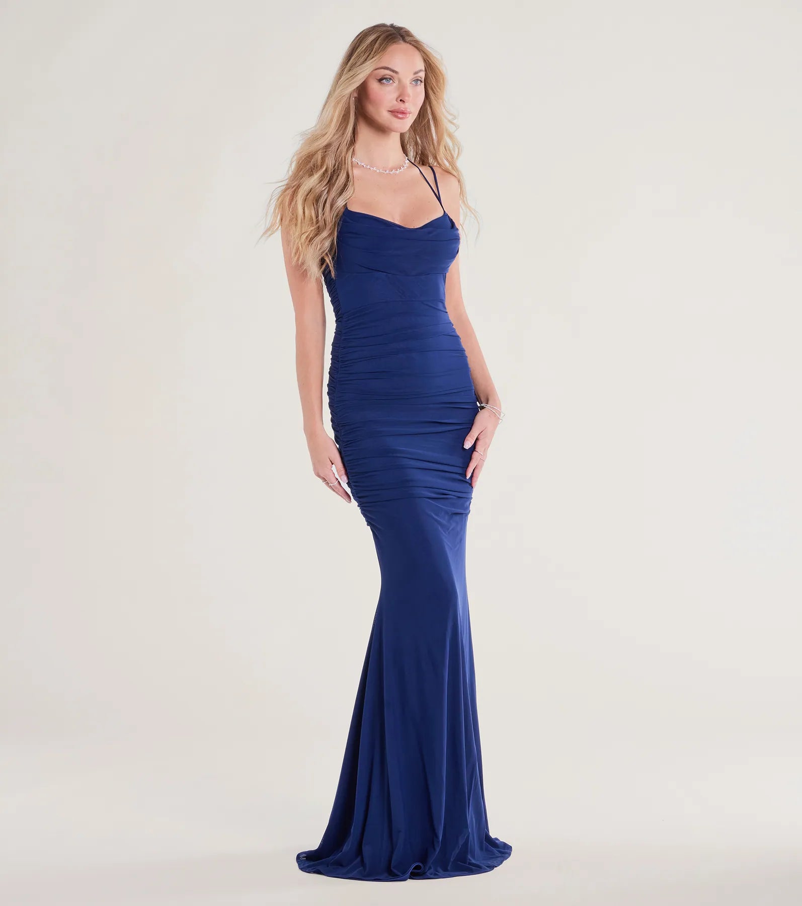 Premium Jae Elegant Mesh Ruched Mermaid Gown