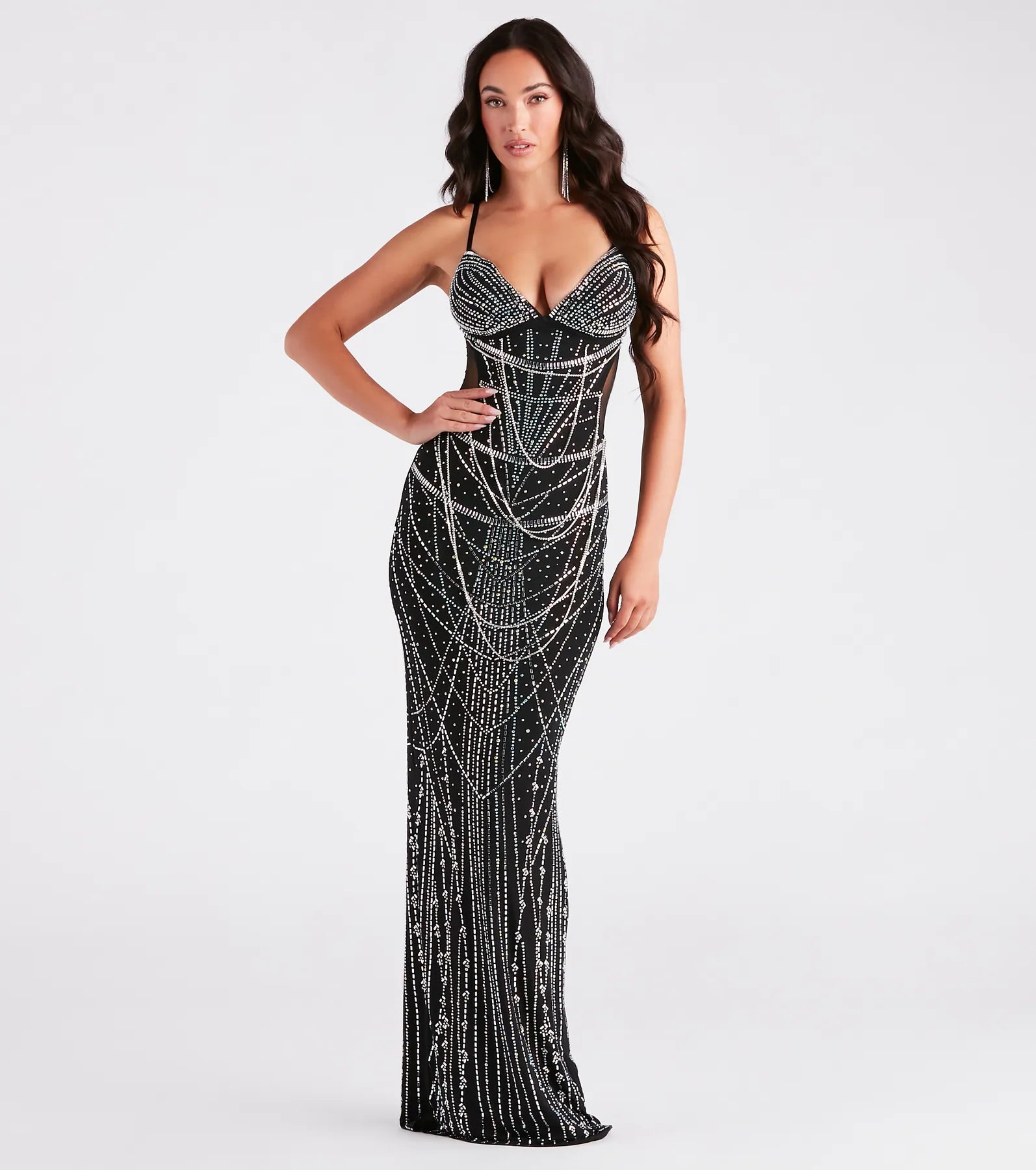 Premium Ciara Iridescent Rhinestone Elegance Dress