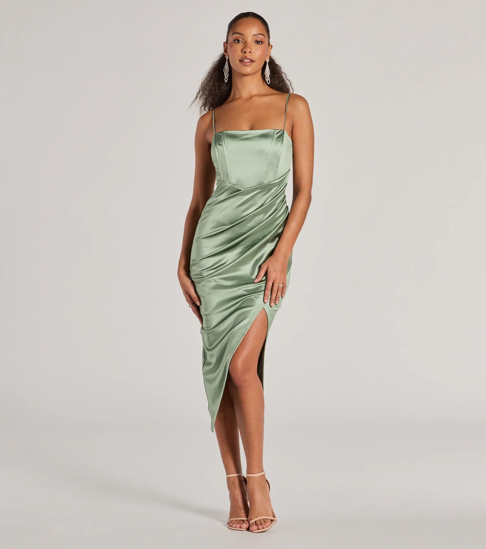 Premium Harriet Satin Corset Midi Dress - Ultimate Formal Wear