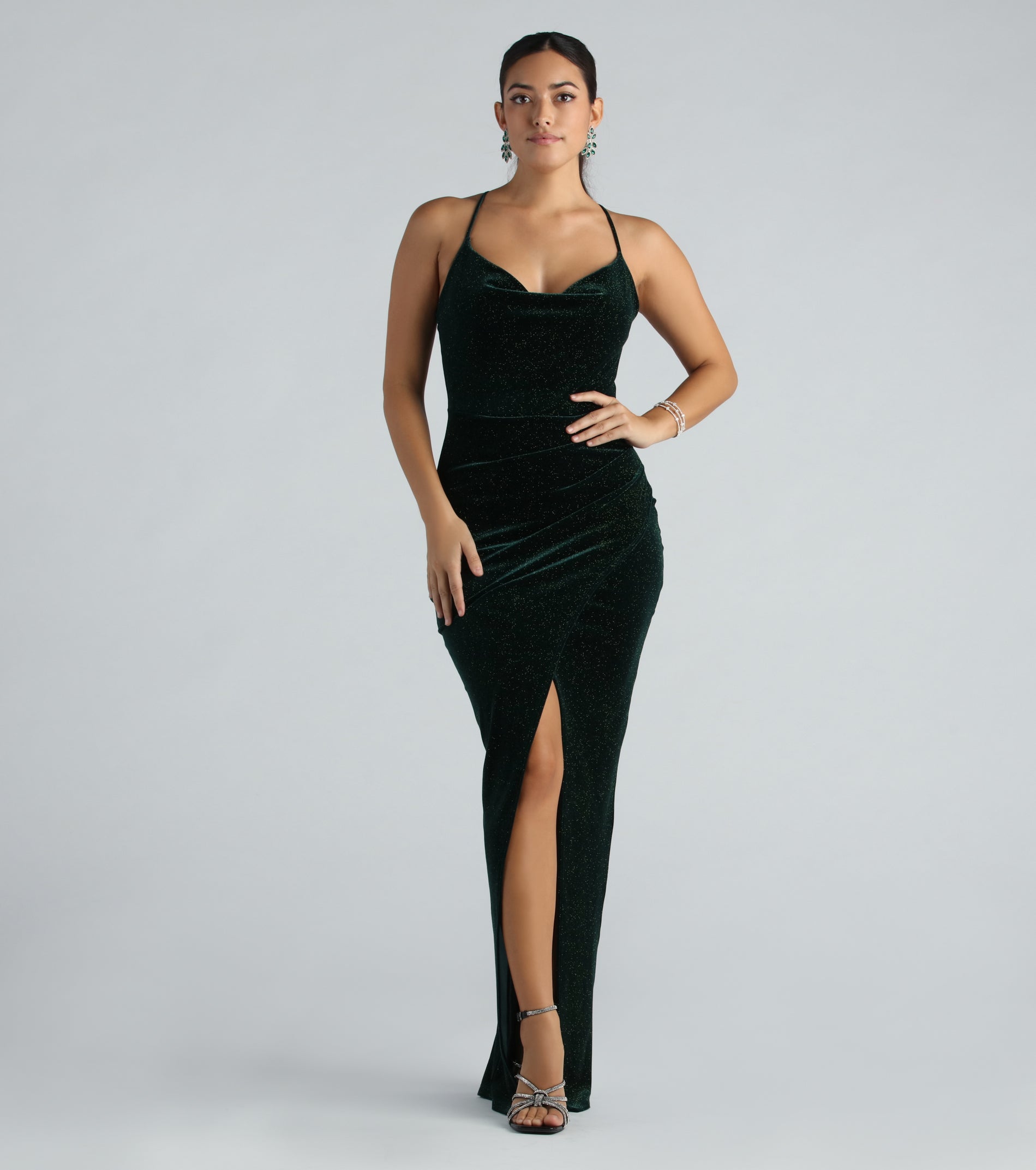Ultimate Glamour: Prianka Glitter Velvet Evening Dress