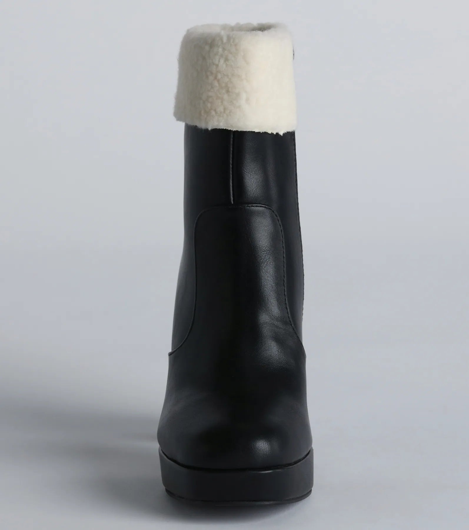 Ultimate Cold Babe Faux Sherpa Block Heel Booties - Cozy & Stylish