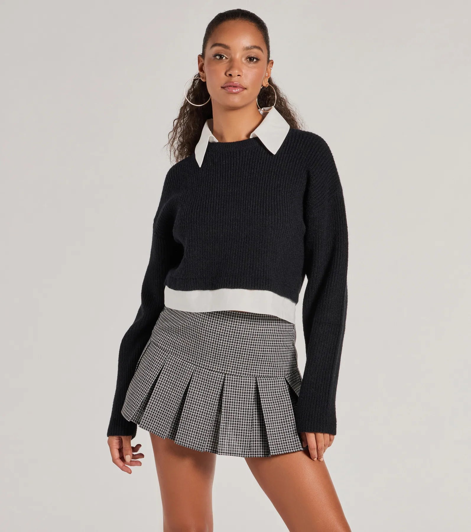 Ultimate Preppy Knit Sweater with Collared Design