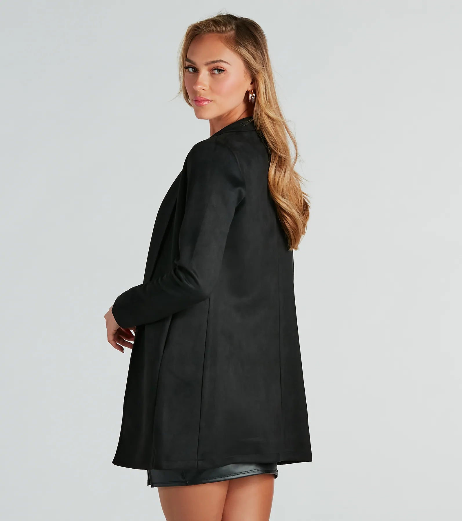 Premium Faux Suede Longline Blazer - Ultimate Style Upgrade