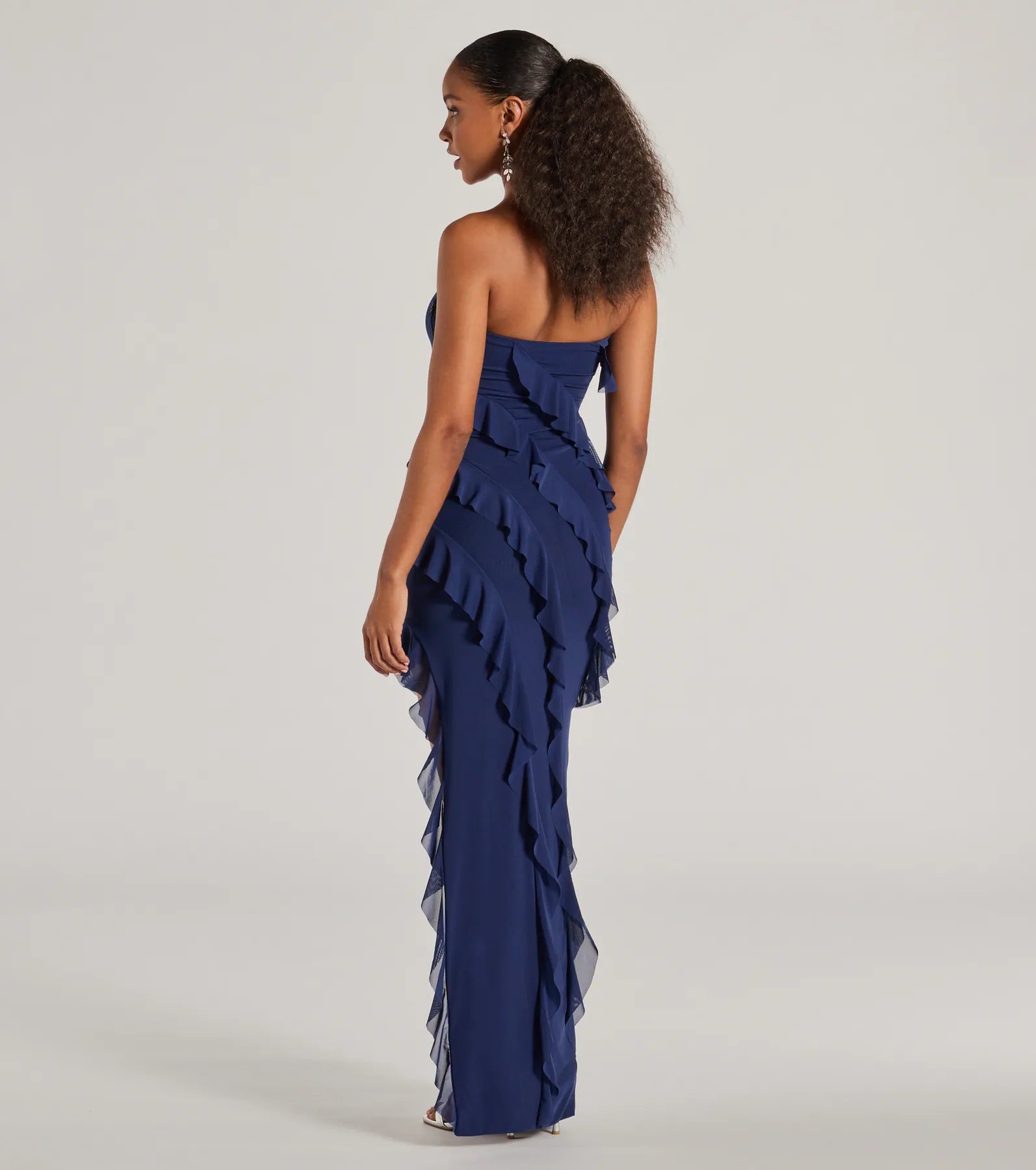 Premium Gabby Strapless Ruffle Evening Gown
