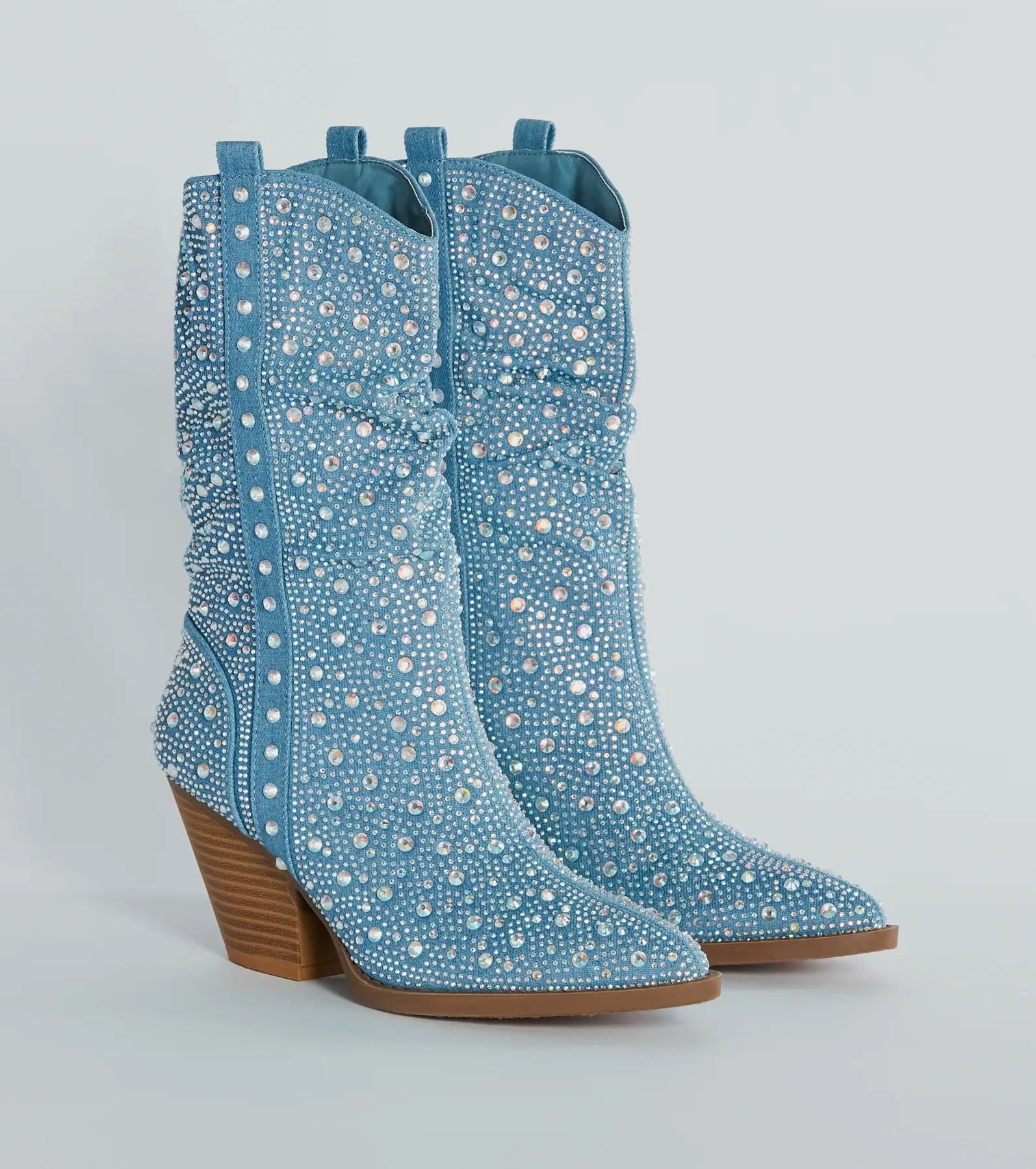 Ultimate Sparkle Rhinestone Denim Cowboy Boots - Premium Festival Style