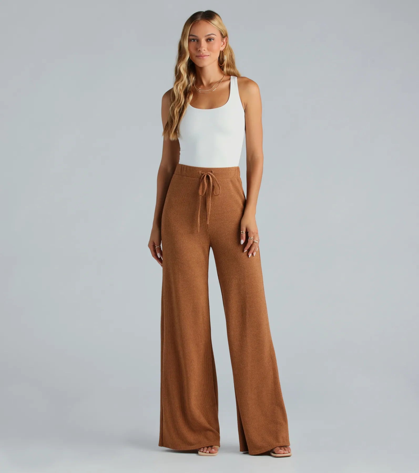 Ultimate Weekend Mood Hacci Knit Wide-leg Pants