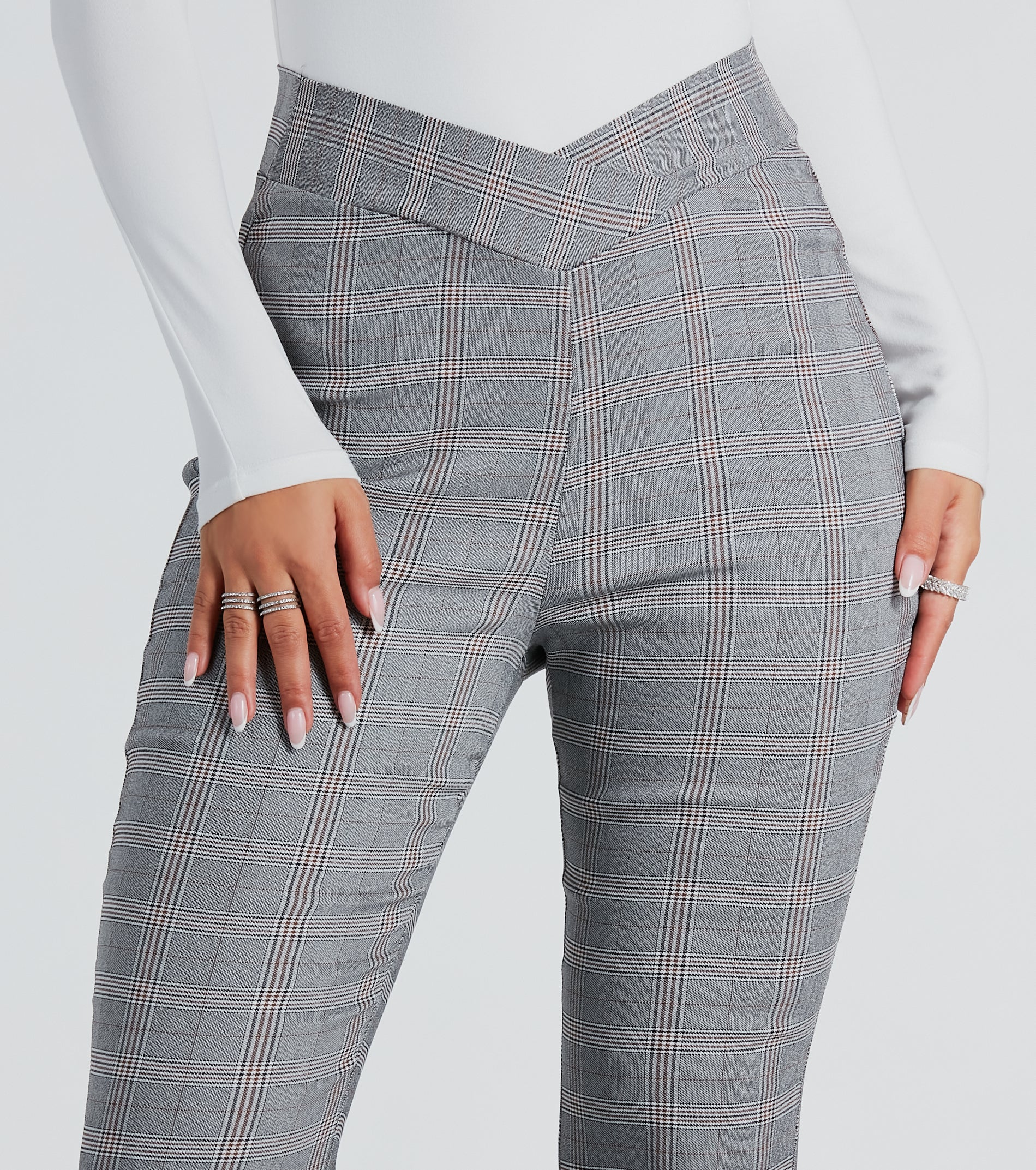 Ultimate Plaid Mood V-Waist Flare Pants - Style & Comfort Redefined