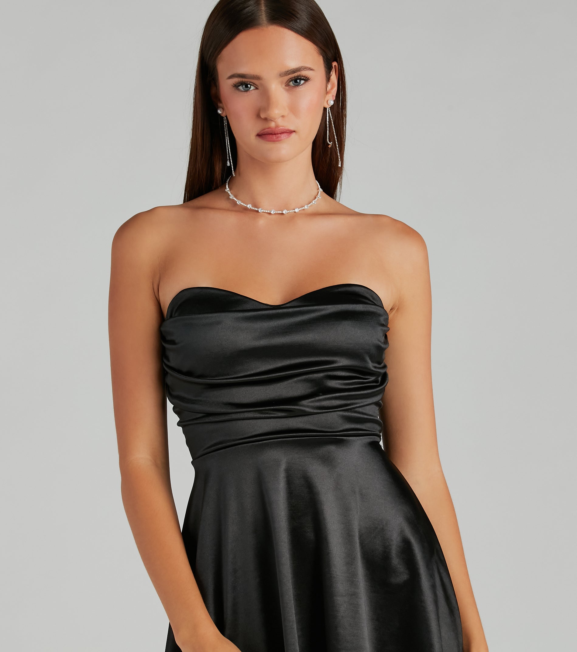 Ultimate Satin Sweetheart Lace-Up Party Dress