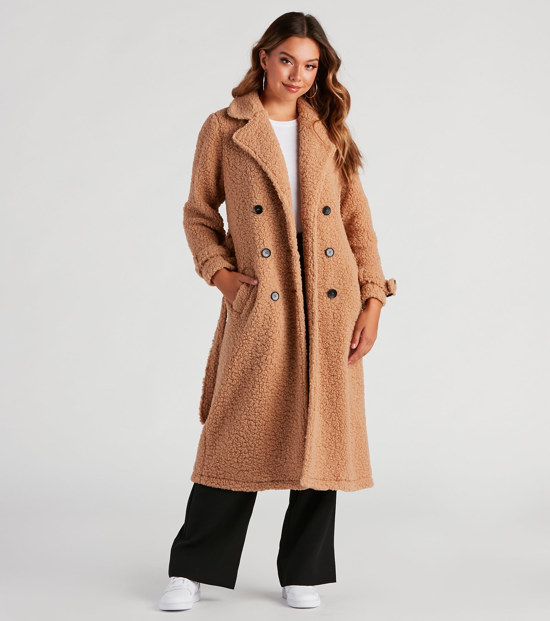 Ultimate Locking Knit Sherpa Trench Coat - Premium Long Fit