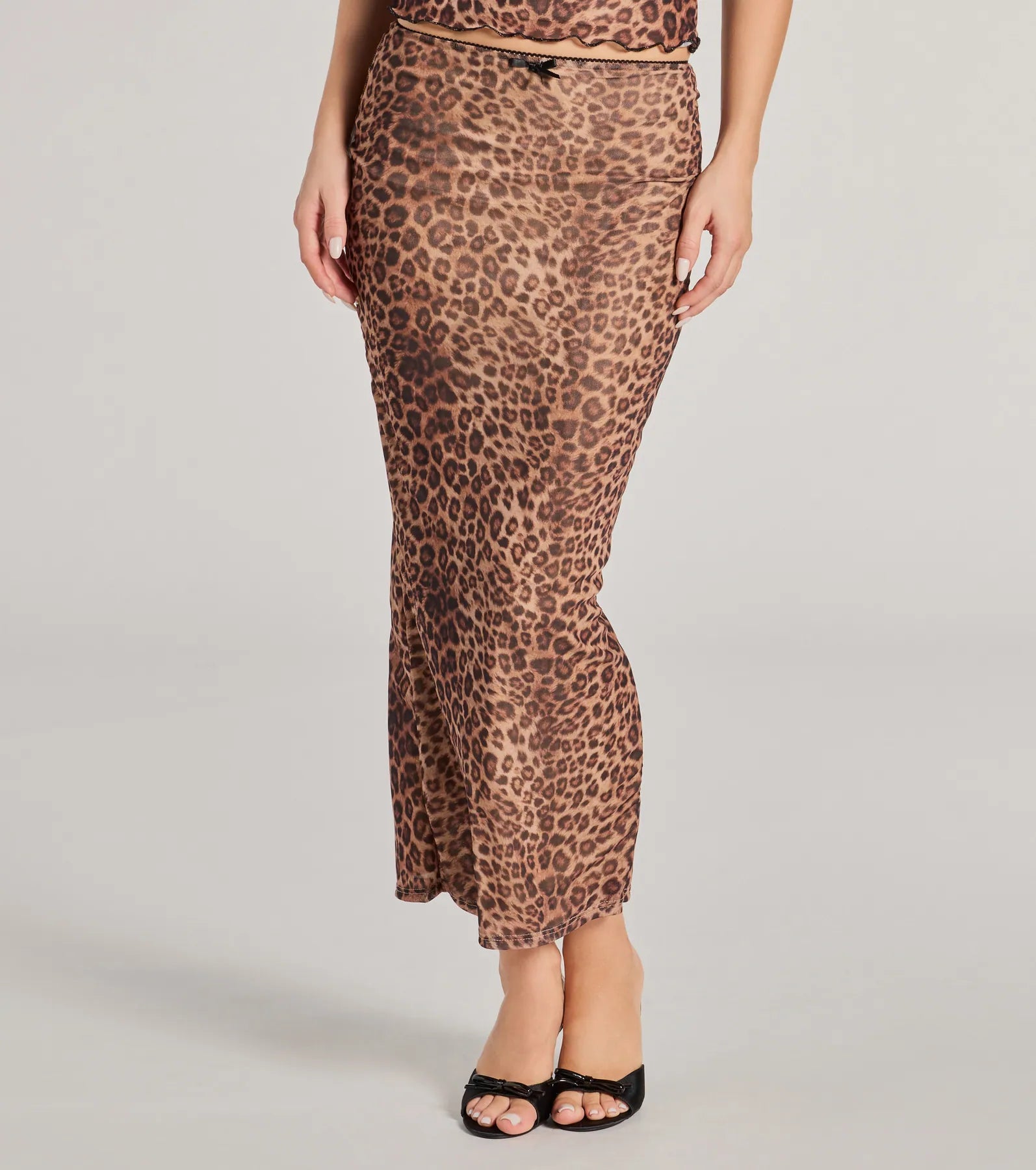 Ultimate Forever Fierce Leopard Print Maxi Skirt with Bow Accent