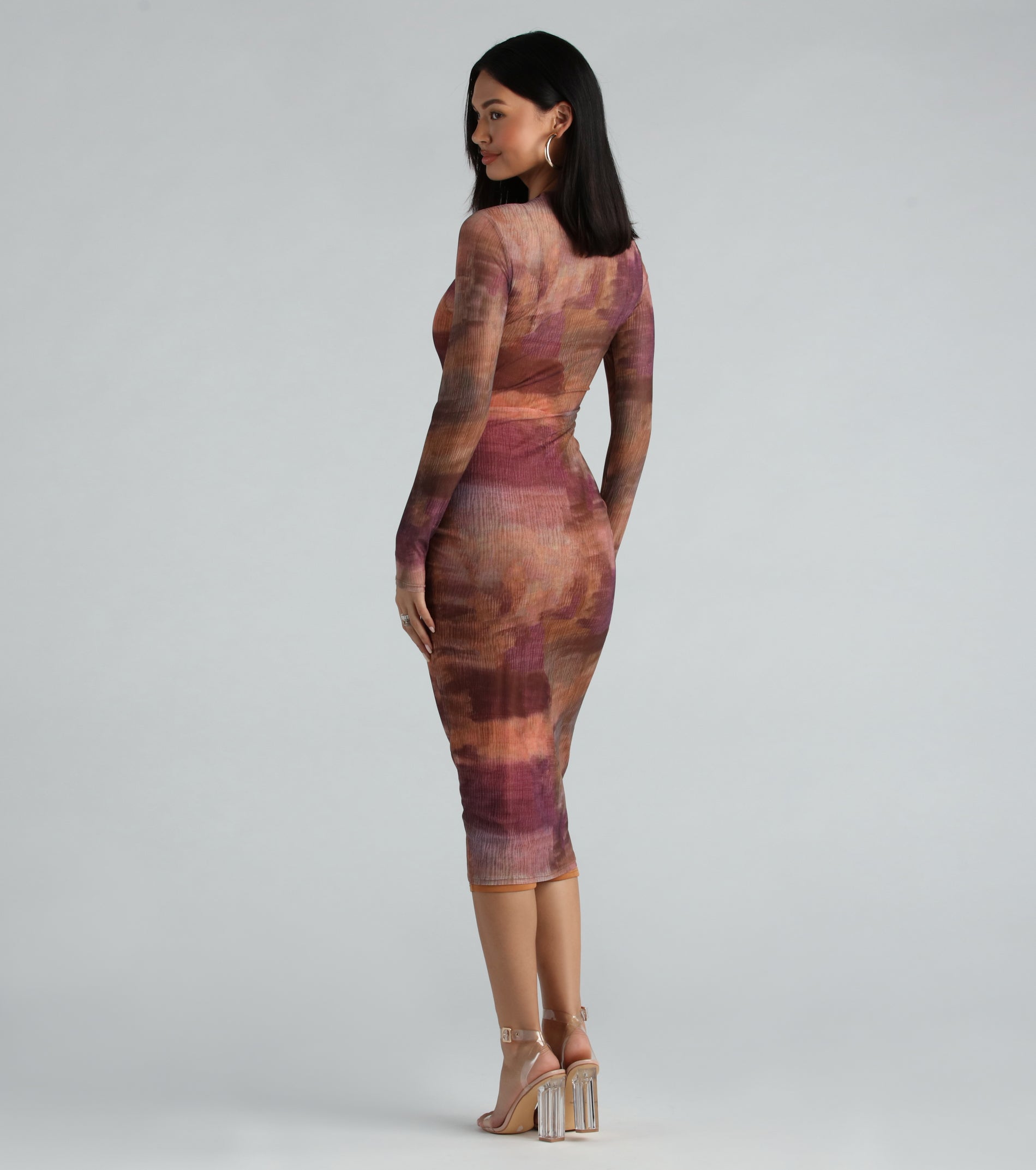 Ultimate Allure Marble Print Midi Dress - Premium Stretch Fit