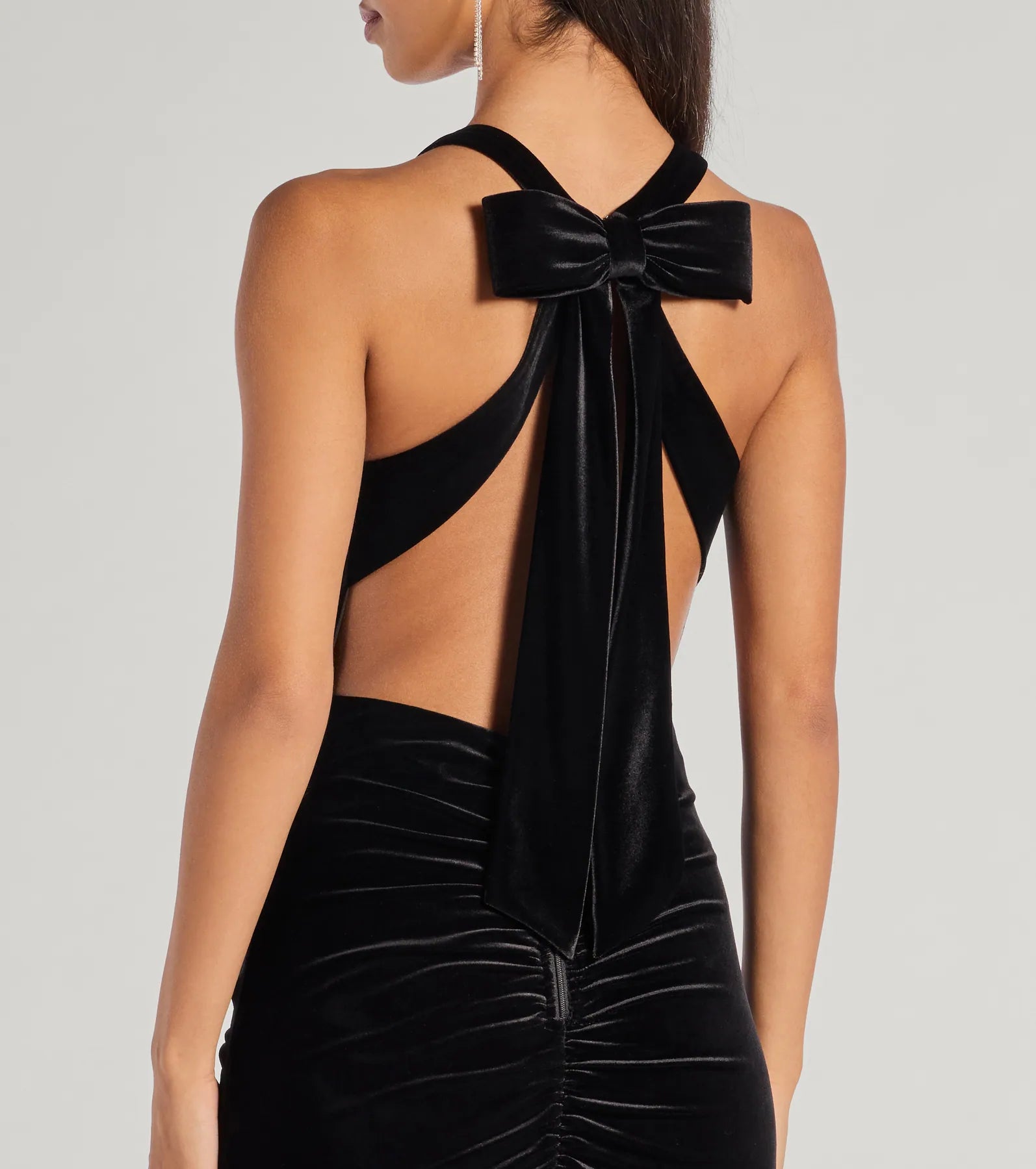 Premium Ilse Velvet Bow Strap Mermaid Dress - Ultimate Elegance