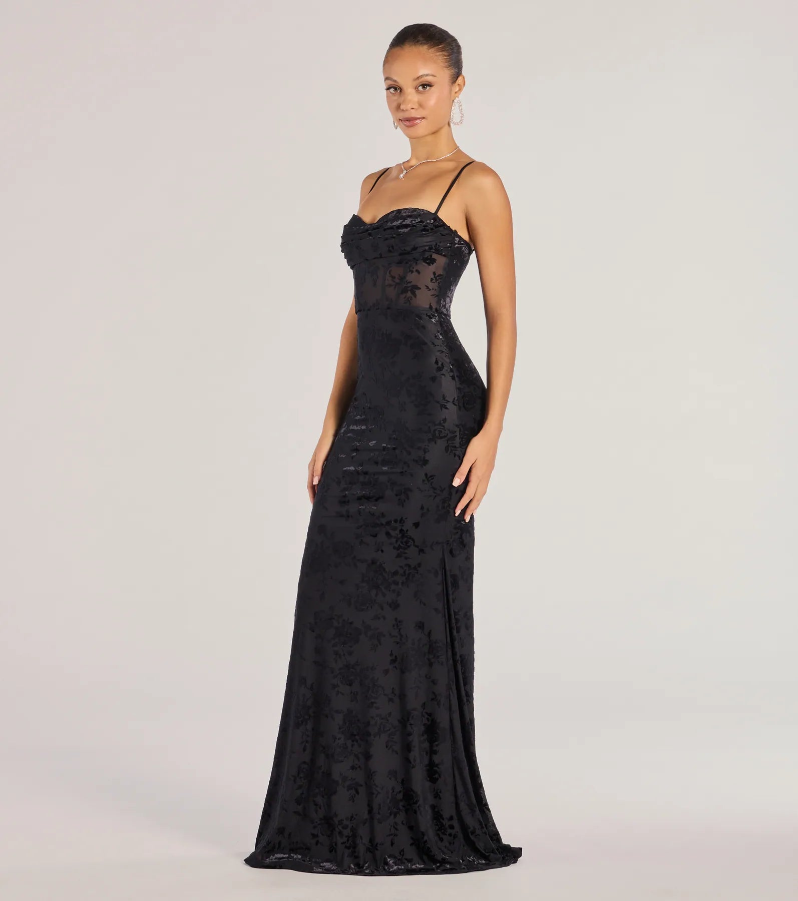 Premium Alessandra Flocked Velvet Mermaid Gown