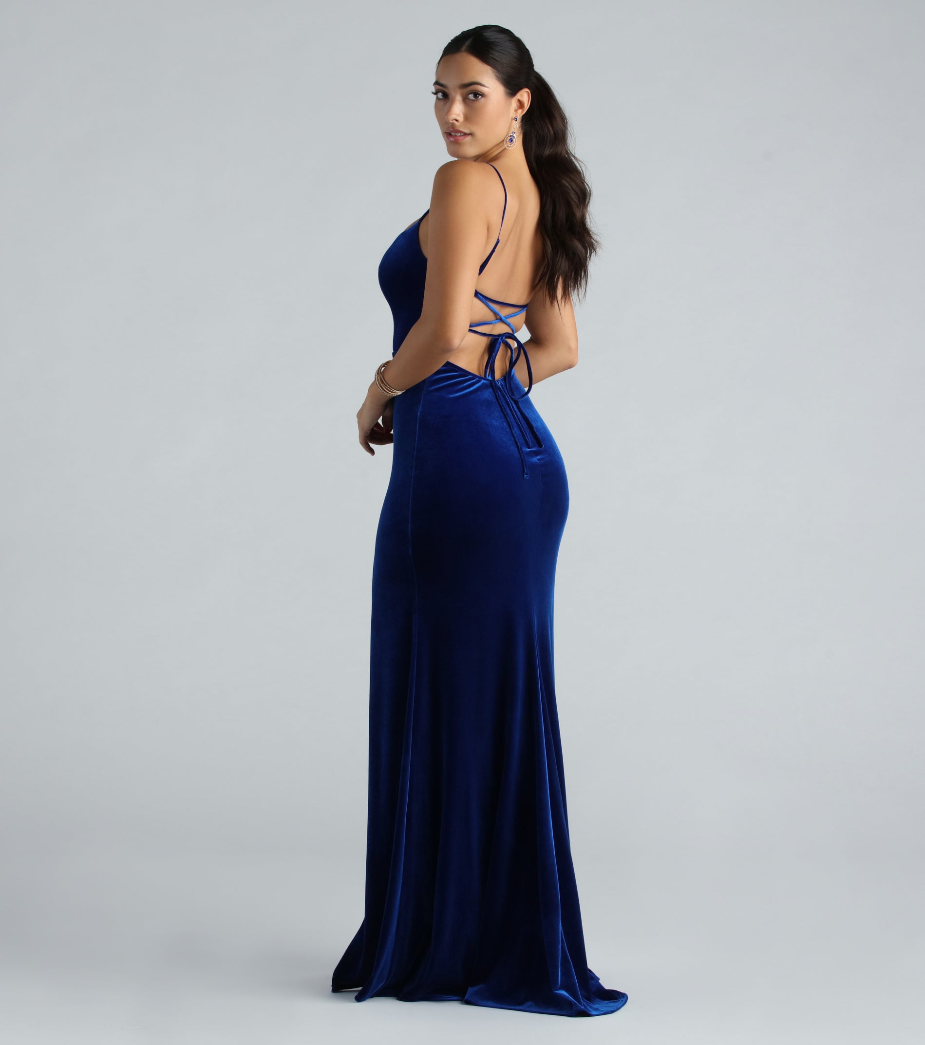 Premium Susan Velvet Lace-Up A-Line Evening Dress