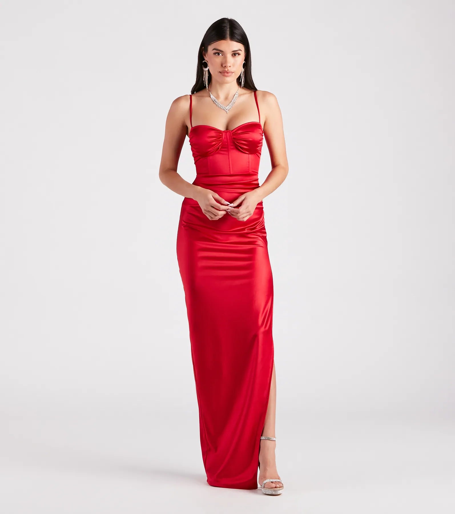Eliora Premium Satin Corset Evening Gown