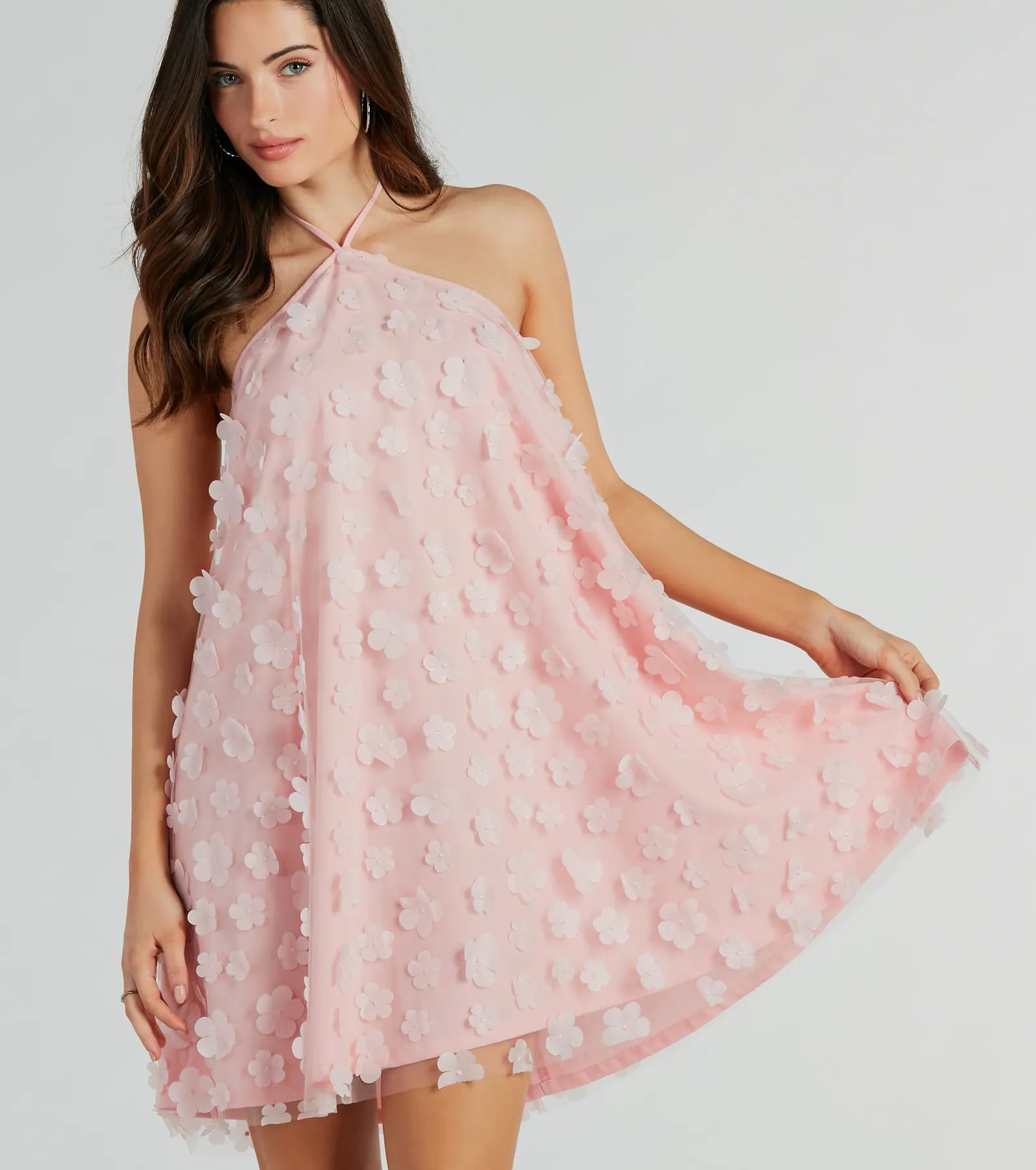 Ultimate Floral Halter Babydoll Dress - Premium Chiffon Elegance