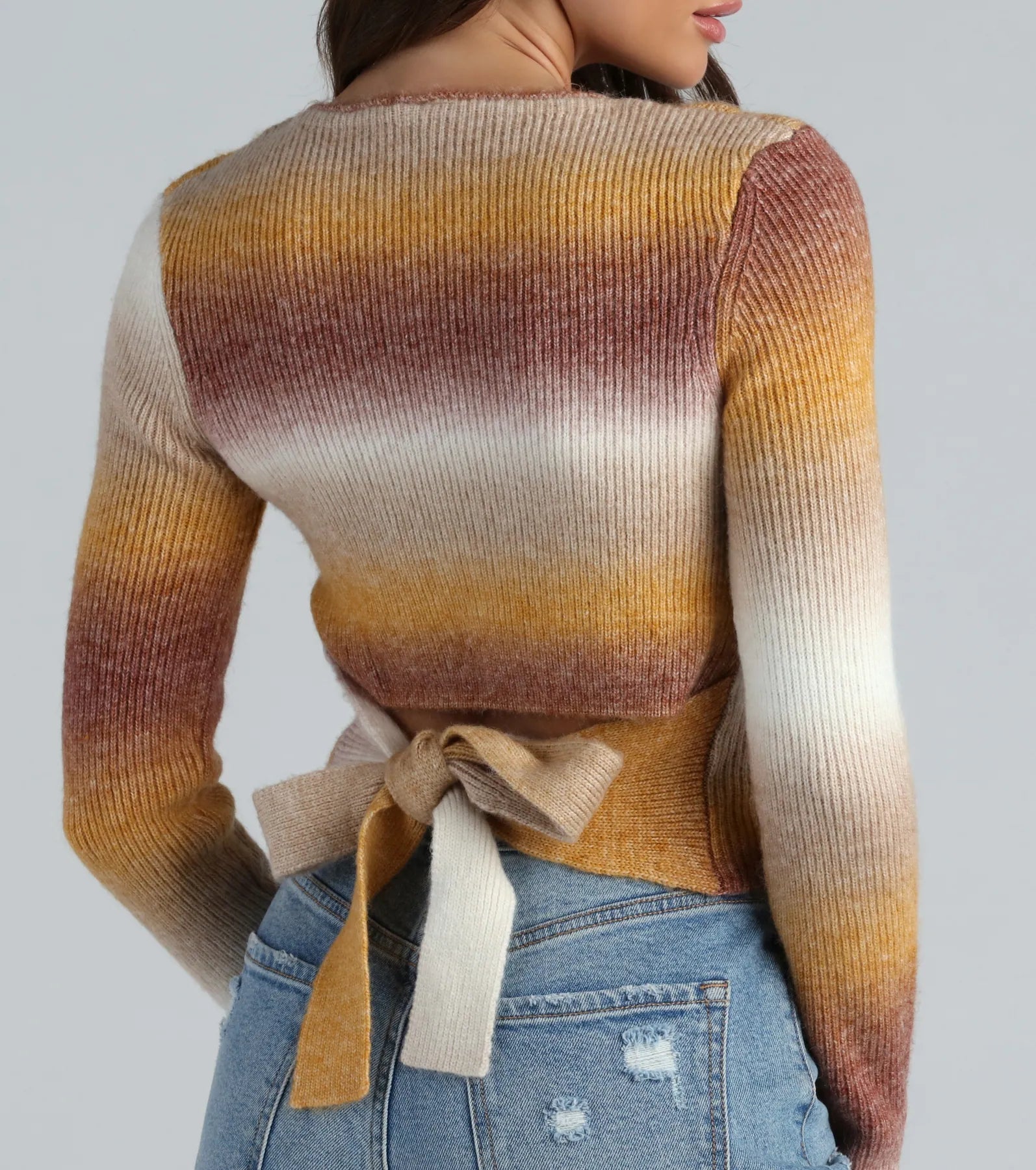 Ultimate Sunset Ombre Tie-Back Crop Sweater