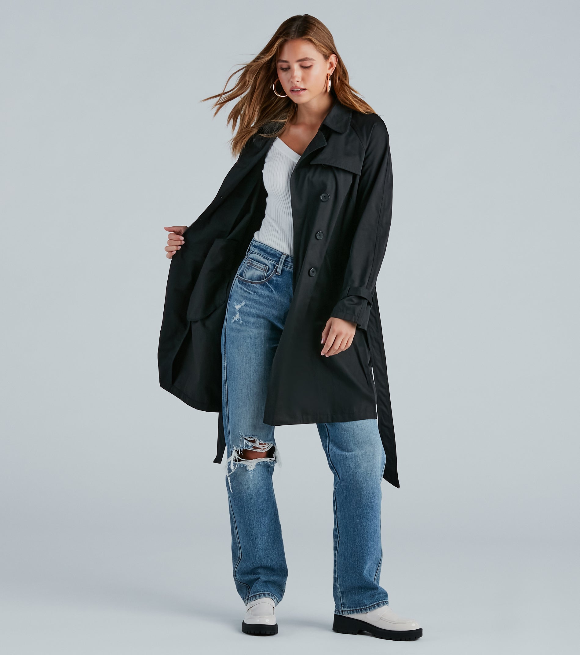 Ultimate Elegance Double-Breasted Trench Coat